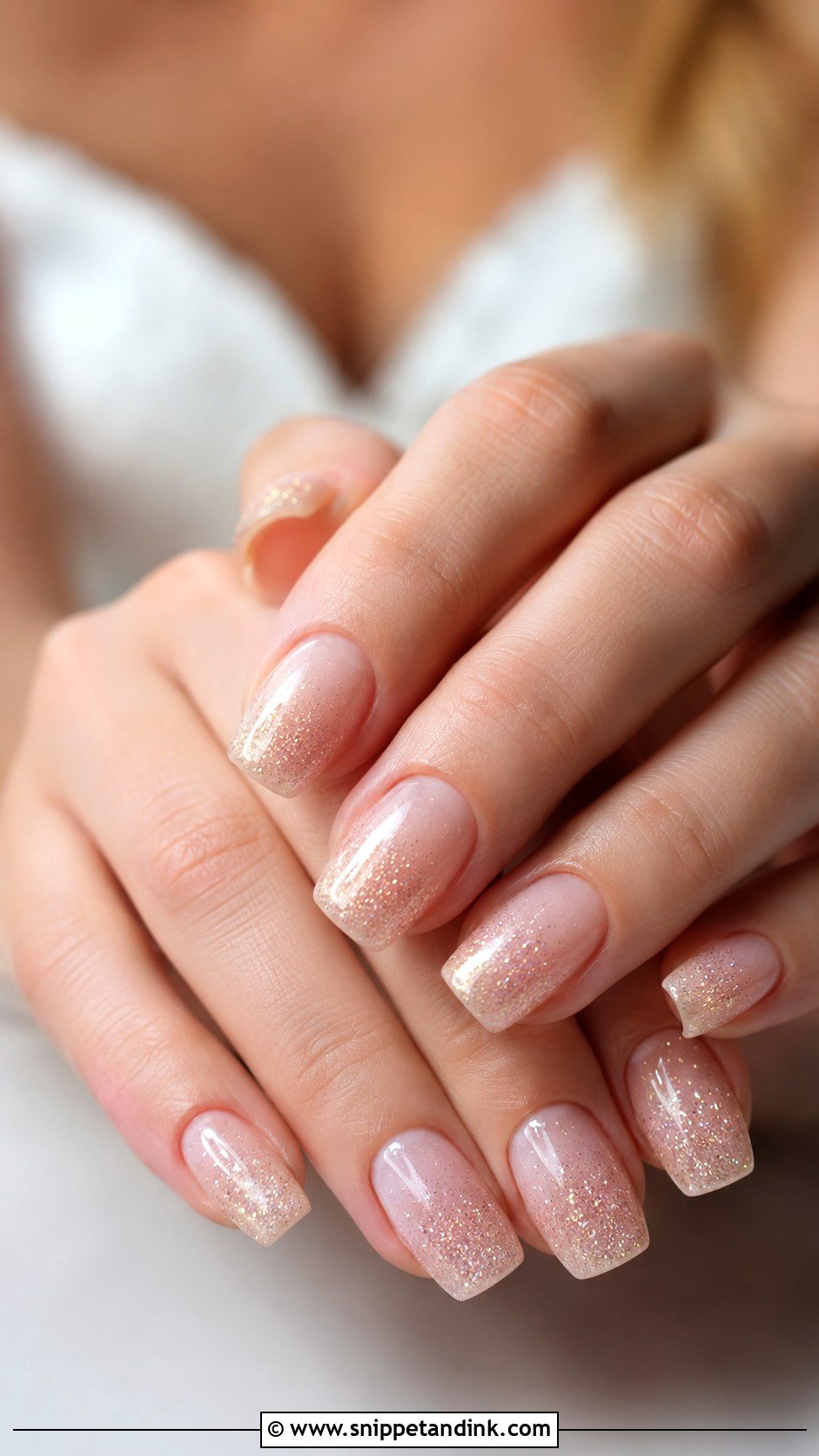 Soft Glitter Wedding Dip Nails - Snippet and Ink - 20 Wedding Dip Nails