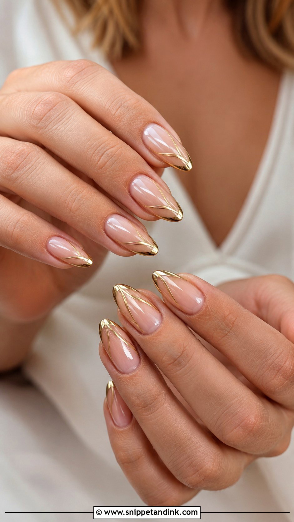 Soft Gold Almond Wedding Guest Nails - Snippet and Ink - 20 Almond Wedding Guest Nails Ideas