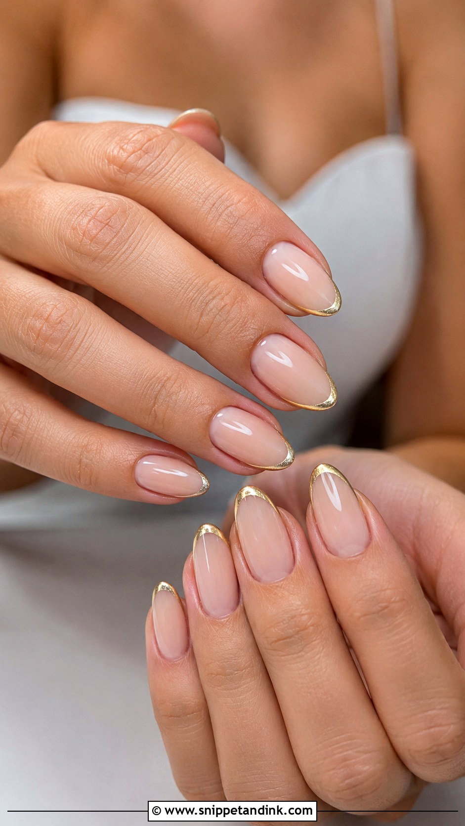 Soft Gold French Wedding Nails - Snippet and Ink - 30 Wedding Nails Ideas