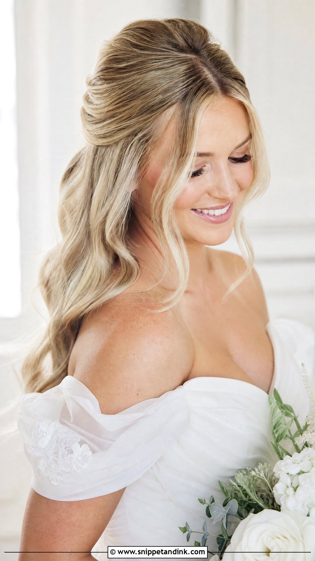 Soft Half Up Half Down Wedding Hairstyle - Snippet and Ink - 20 Trendy Wedding Hairstyles