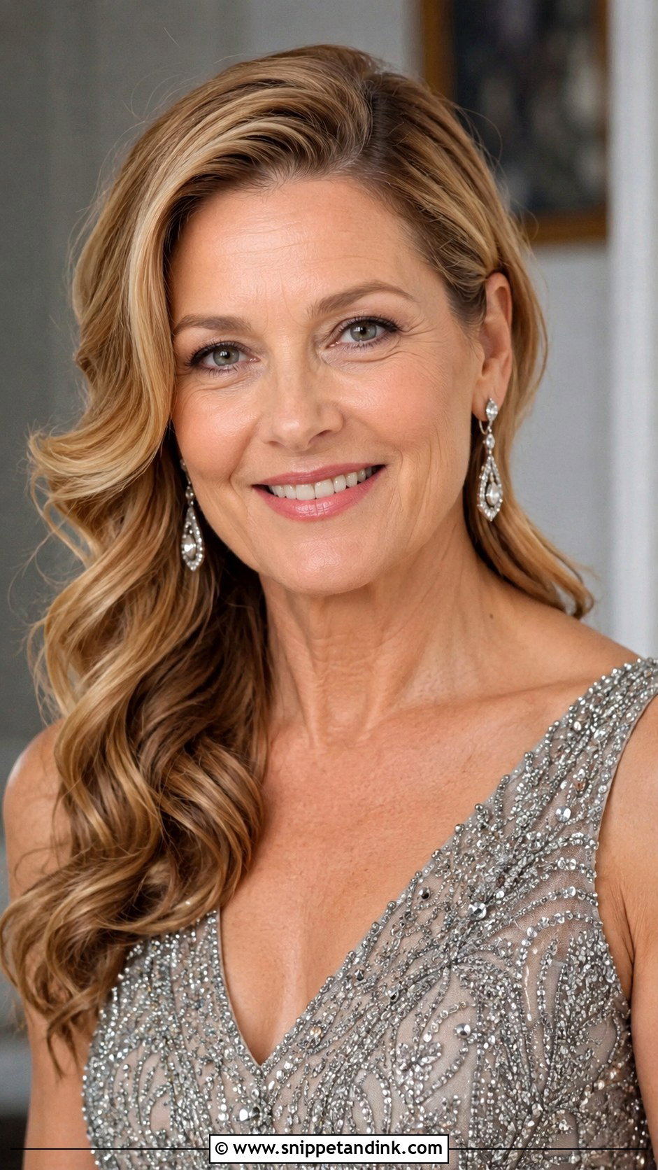 Soft Hollywood Waves With a Deep Side Part - Snippet and Ink - 25 Mom Wedding Hair Ideas