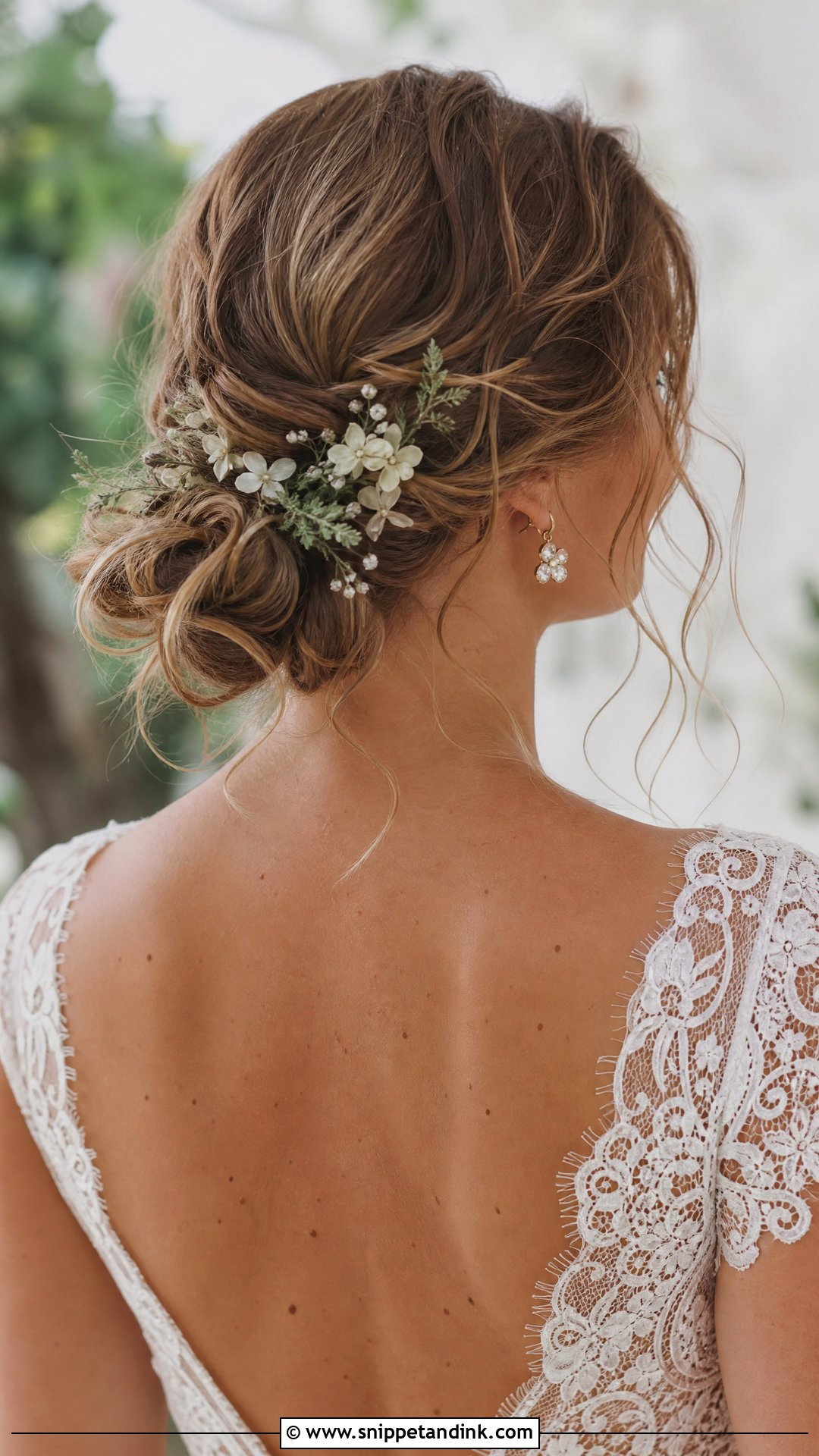 Soft Low Bun Wedding Hair With Floral Pins - Snippet and Ink - 20 Soft Low Bun Wedding Hair Ideas
