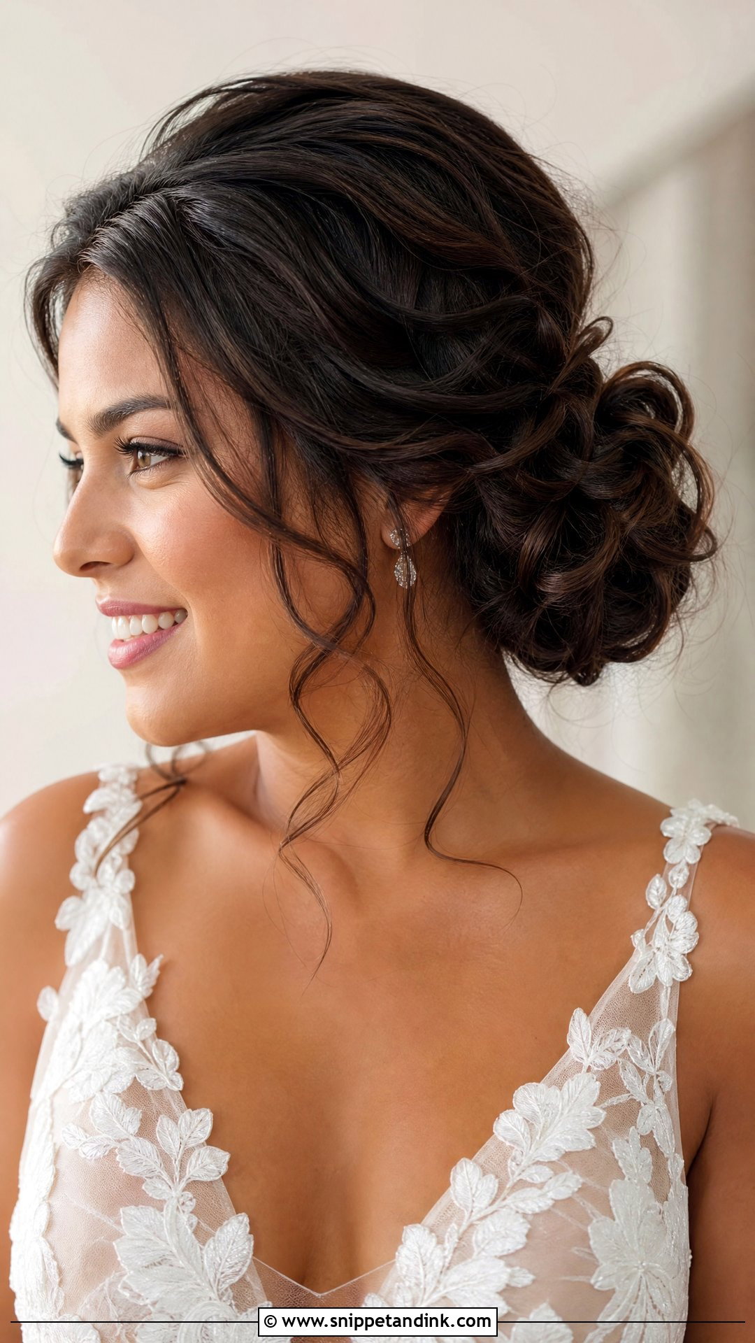 Soft Low Bun Wedding Hair With Loose Curls - Snippet and Ink - 20 Soft Low Bun Wedding Hair Ideas