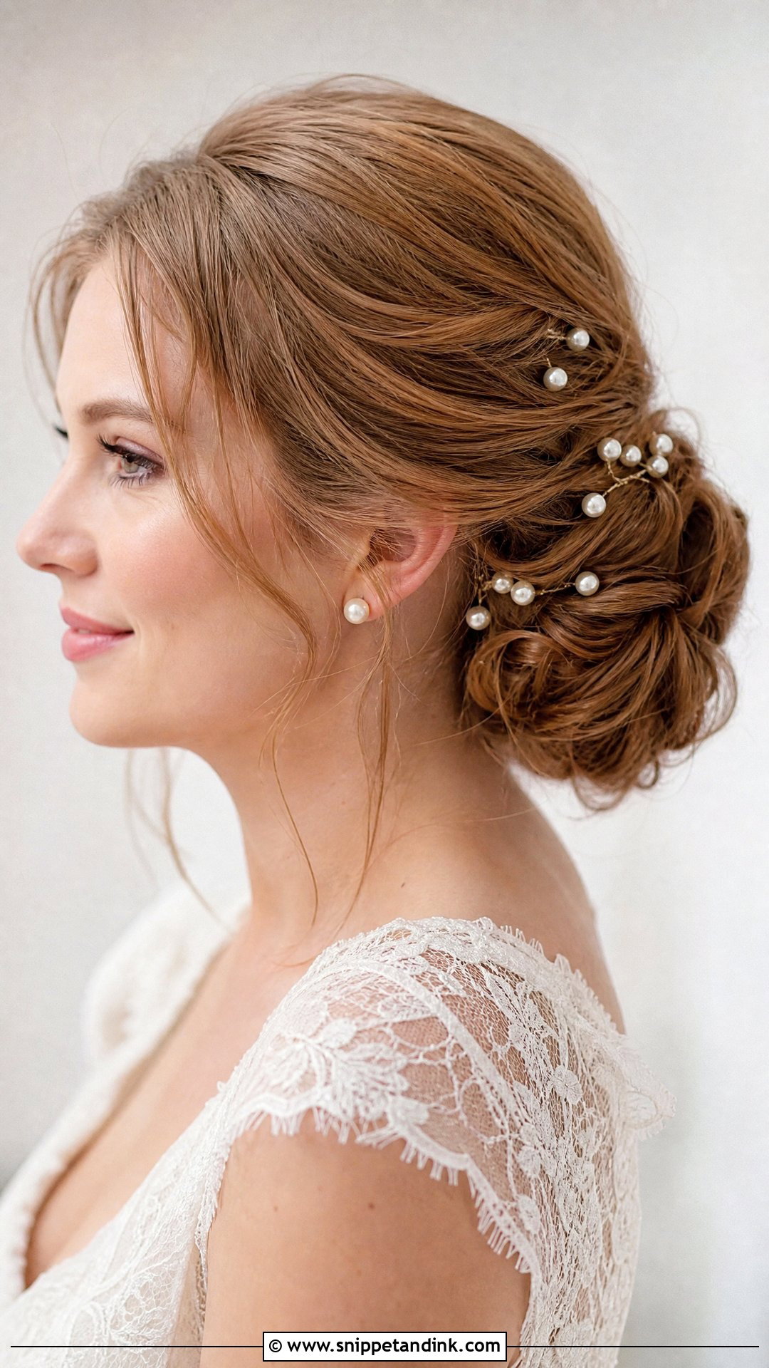 Soft Low Bun Wedding Hair With Pearl Pins - Snippet and Ink - 20 Soft Low Bun Wedding Hair Ideas