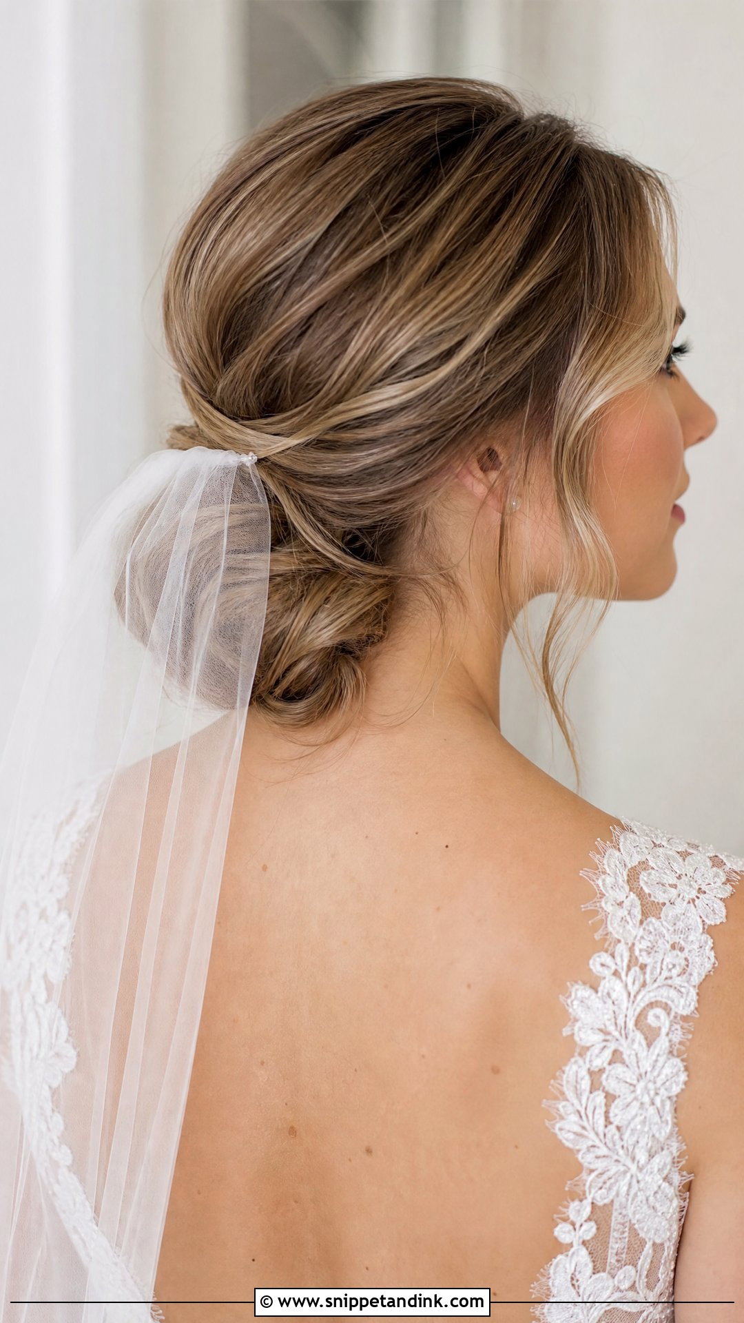 Soft Low Bun Wedding Hair With Veil - Snippet and Ink - 20 Soft Low Bun Wedding Hair Ideas