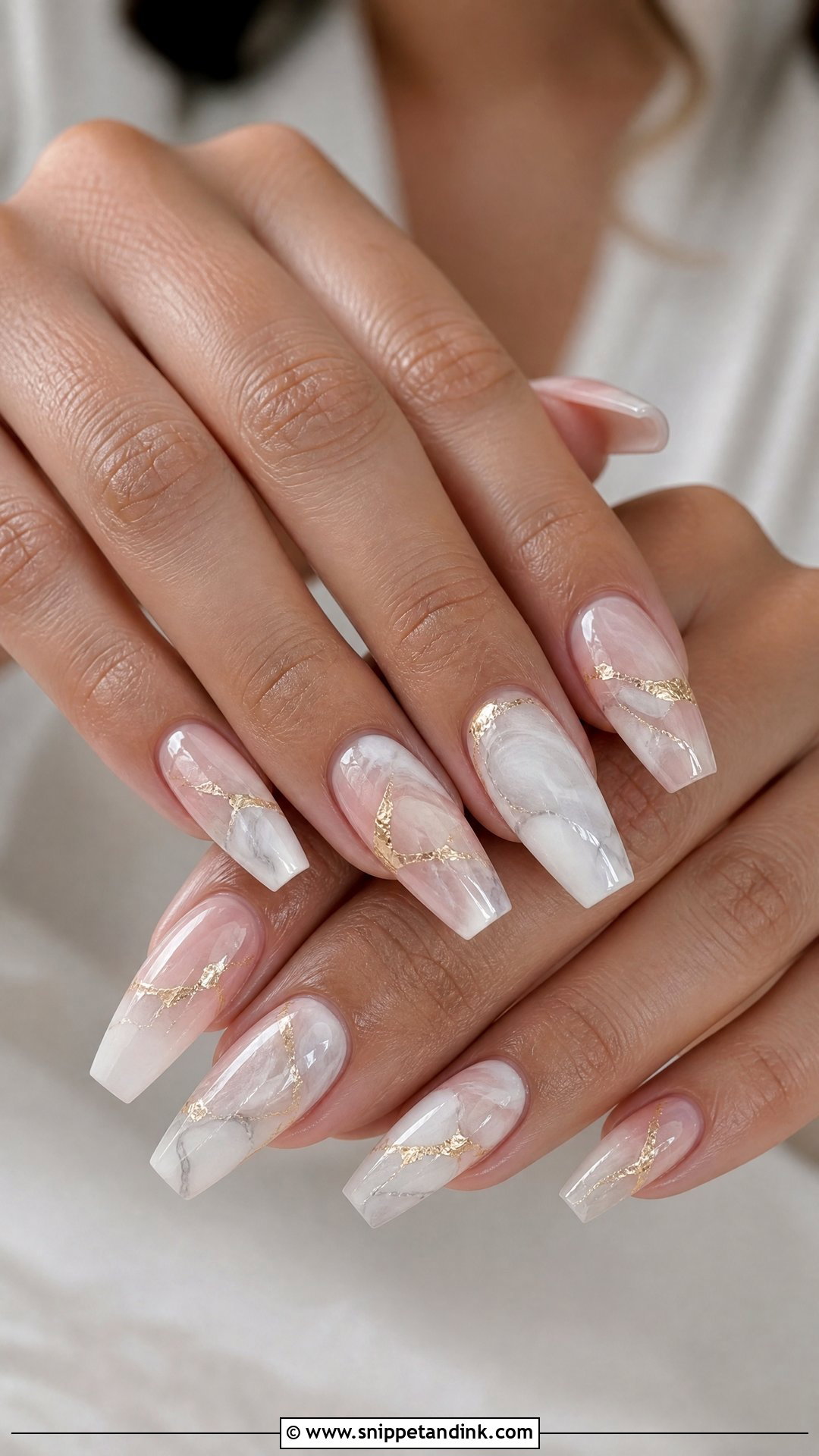 Soft Marble Wedding Guest Nails - Snippet and Ink - 35 Wedding Guest Nails