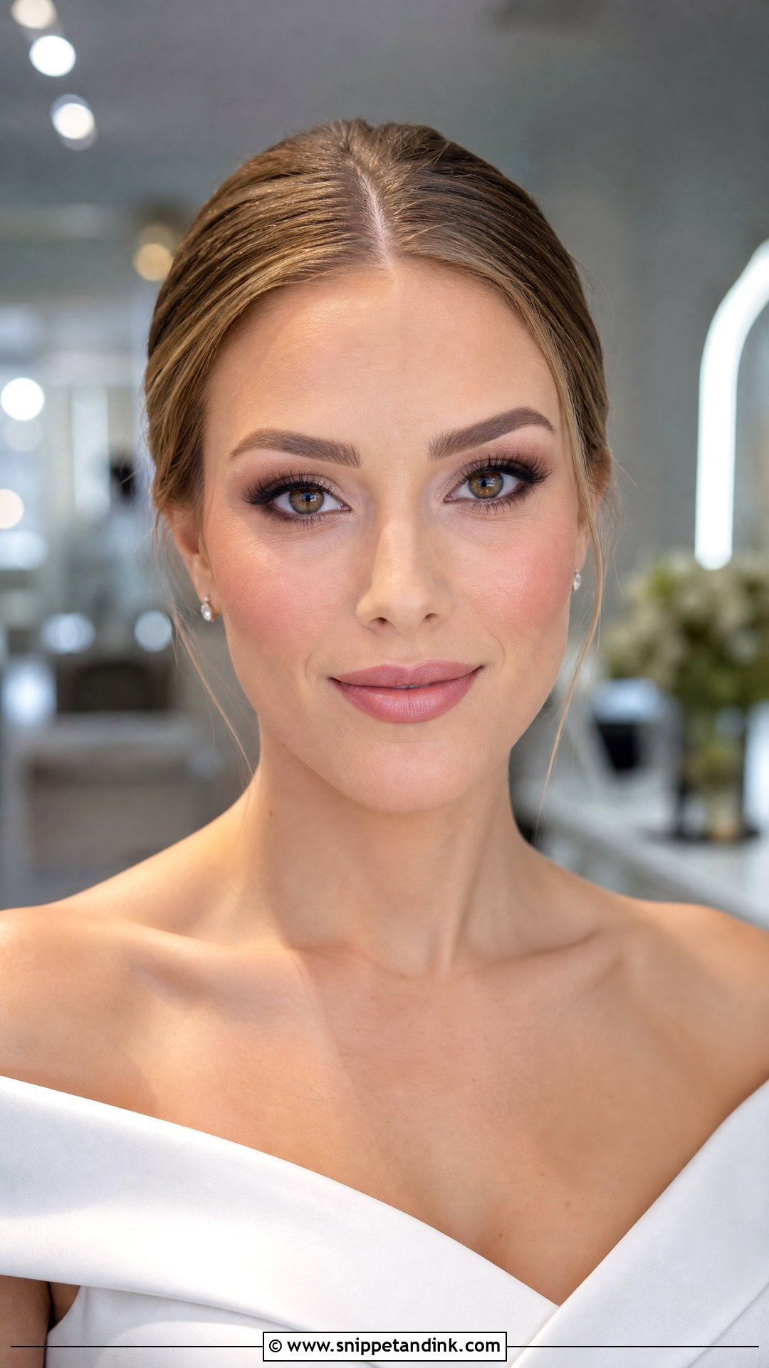 Soft Matte Bridal Makeup With Nude Pink Lip - Snippet and Ink - 25 Simple Natural Bridal Makeup Ideas