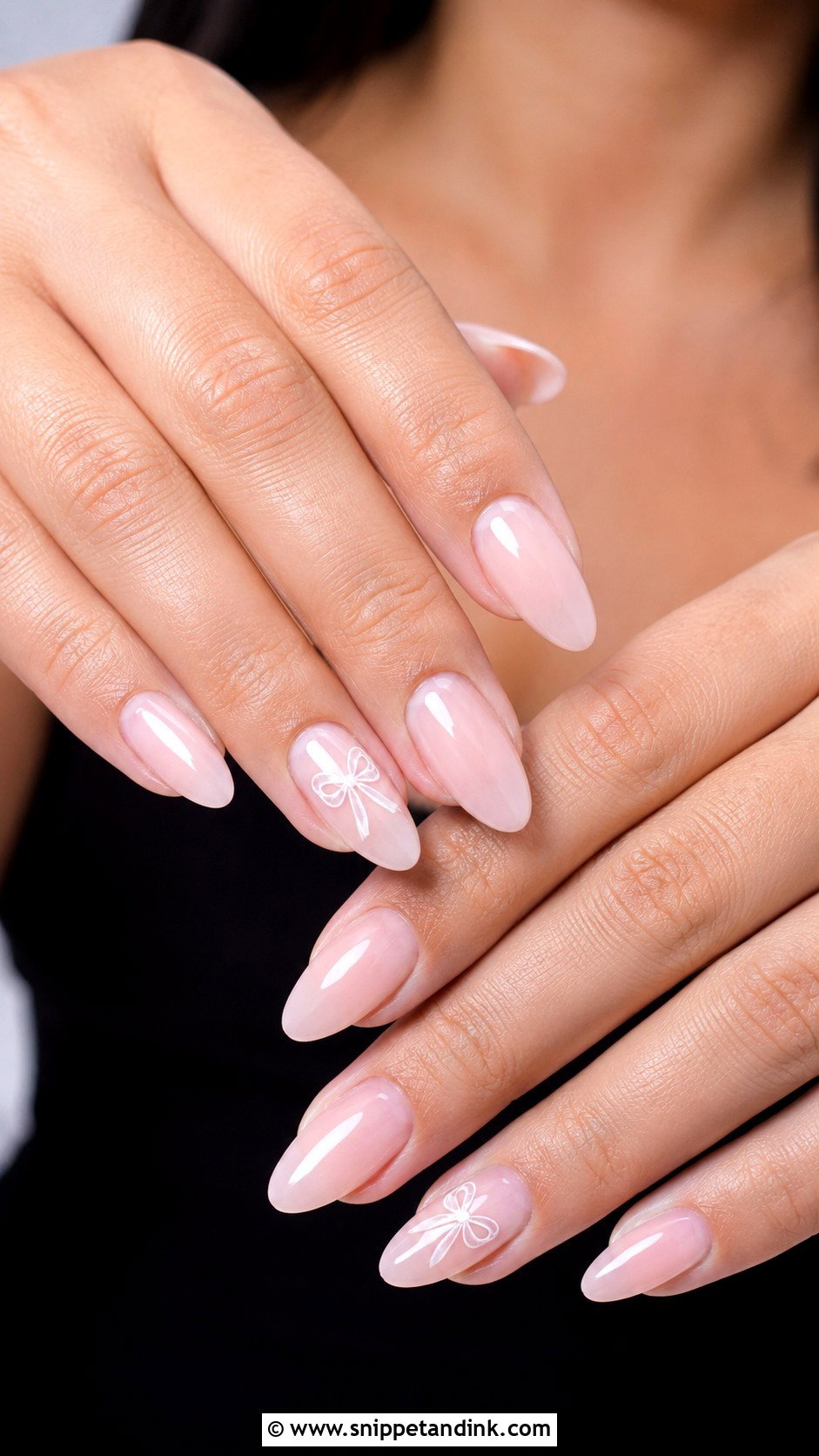 Soft Pink Bow Nails - Snippet and Ink - 20 Nail Art for Wedding Guest Ideas