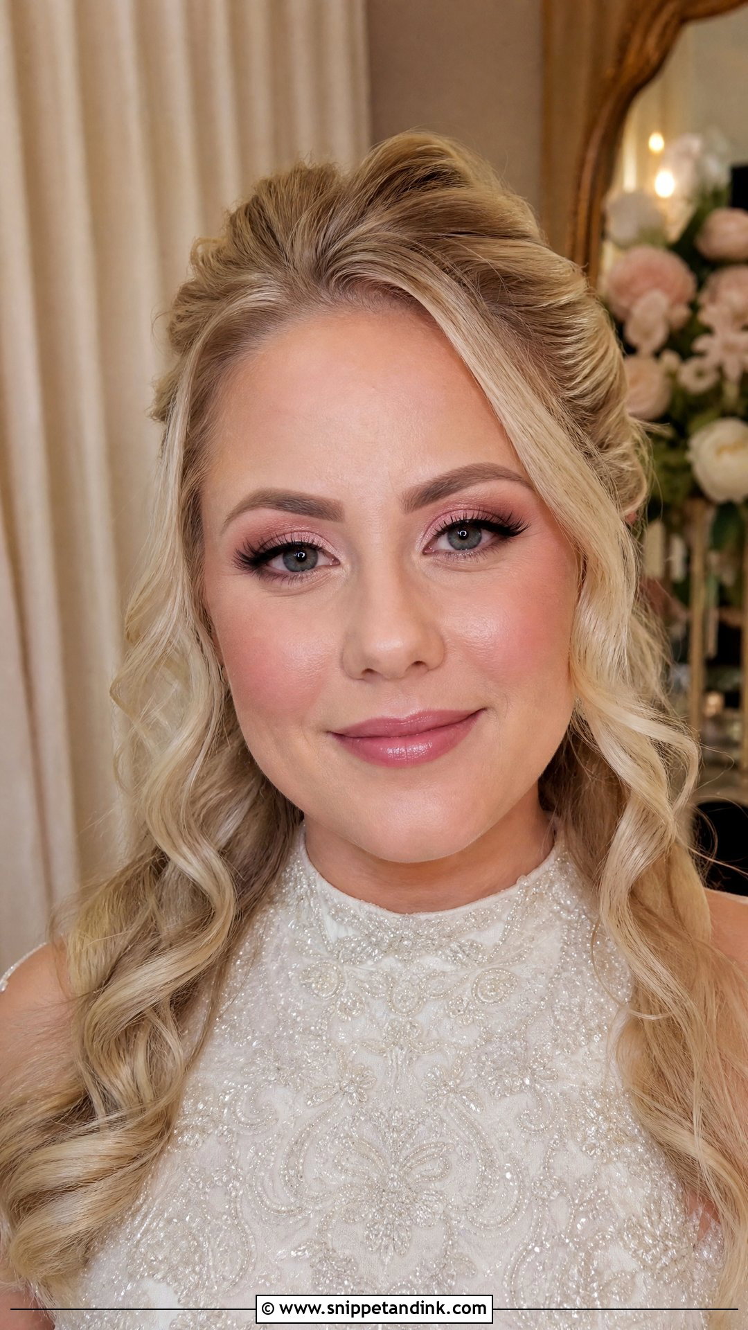 Soft Pink Bridal Makeup With Full Lashes - Snippet and Ink - 25 Soft Pink Bridal Makeup Ideas