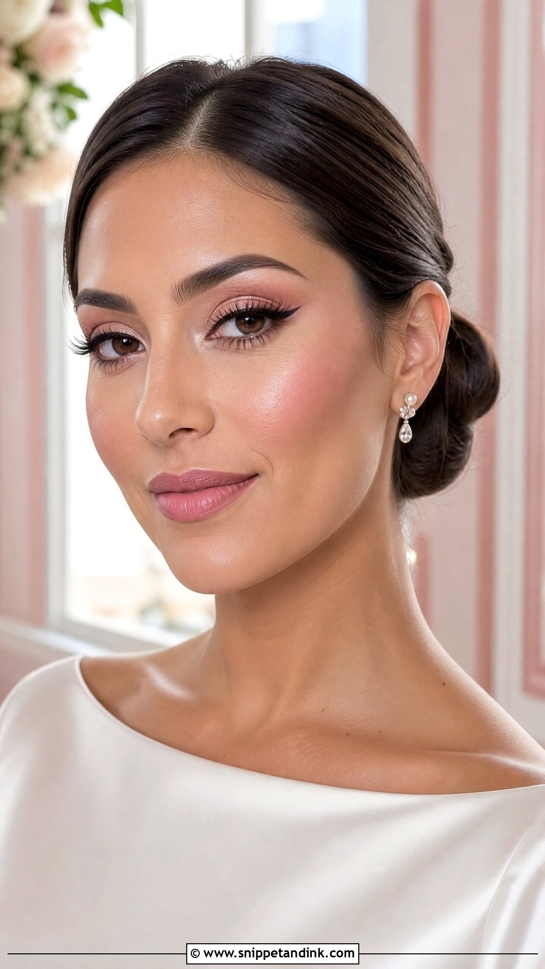 Soft Pink Bridal Makeup With Winged Liner - Snippet and Ink - 25 Soft Pink Bridal Makeup Ideas