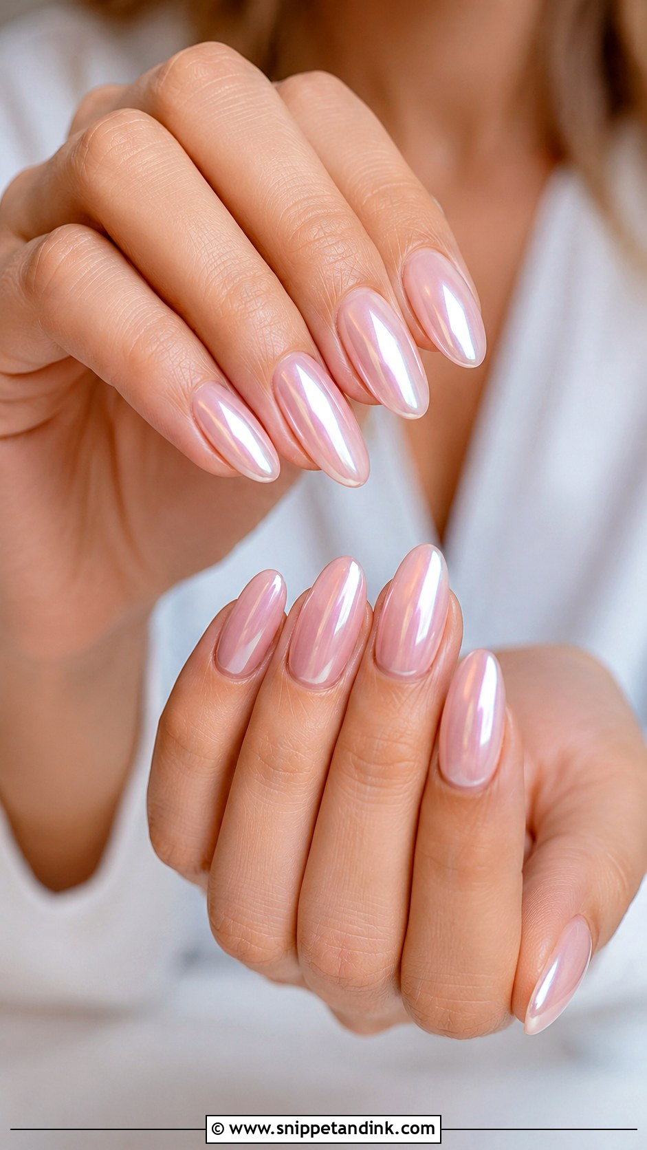 Soft Pink Chrome Almond Wedding Nails - Snippet and Ink - 20 Almond Shape Wedding Nails for Bride