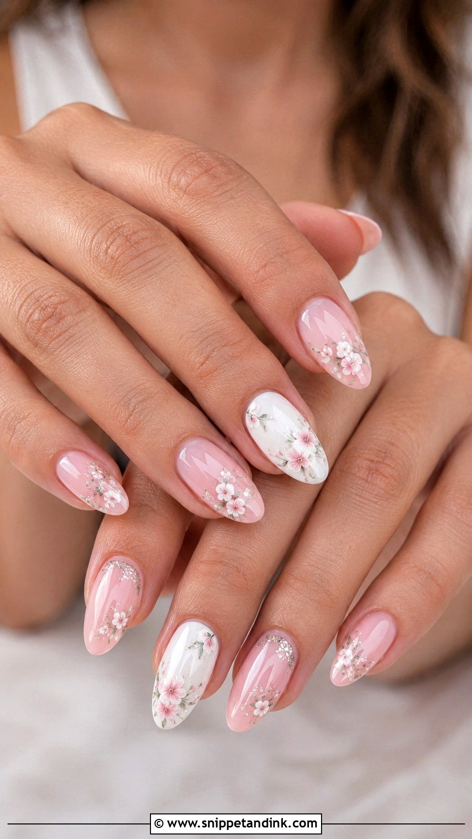 Soft Pink Floral Wedding Nails - Snippet and Ink - 20 Garden Wedding Nails