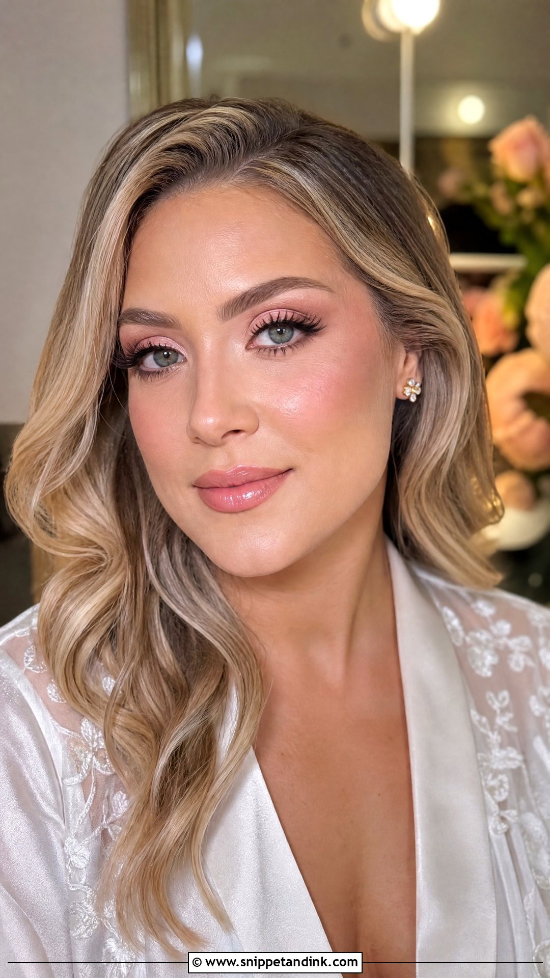 Soft Pink Wedding Makeup With Glossy Lips - Snippet and Ink - 20 Soft Pink Wedding Makeup Ideas
