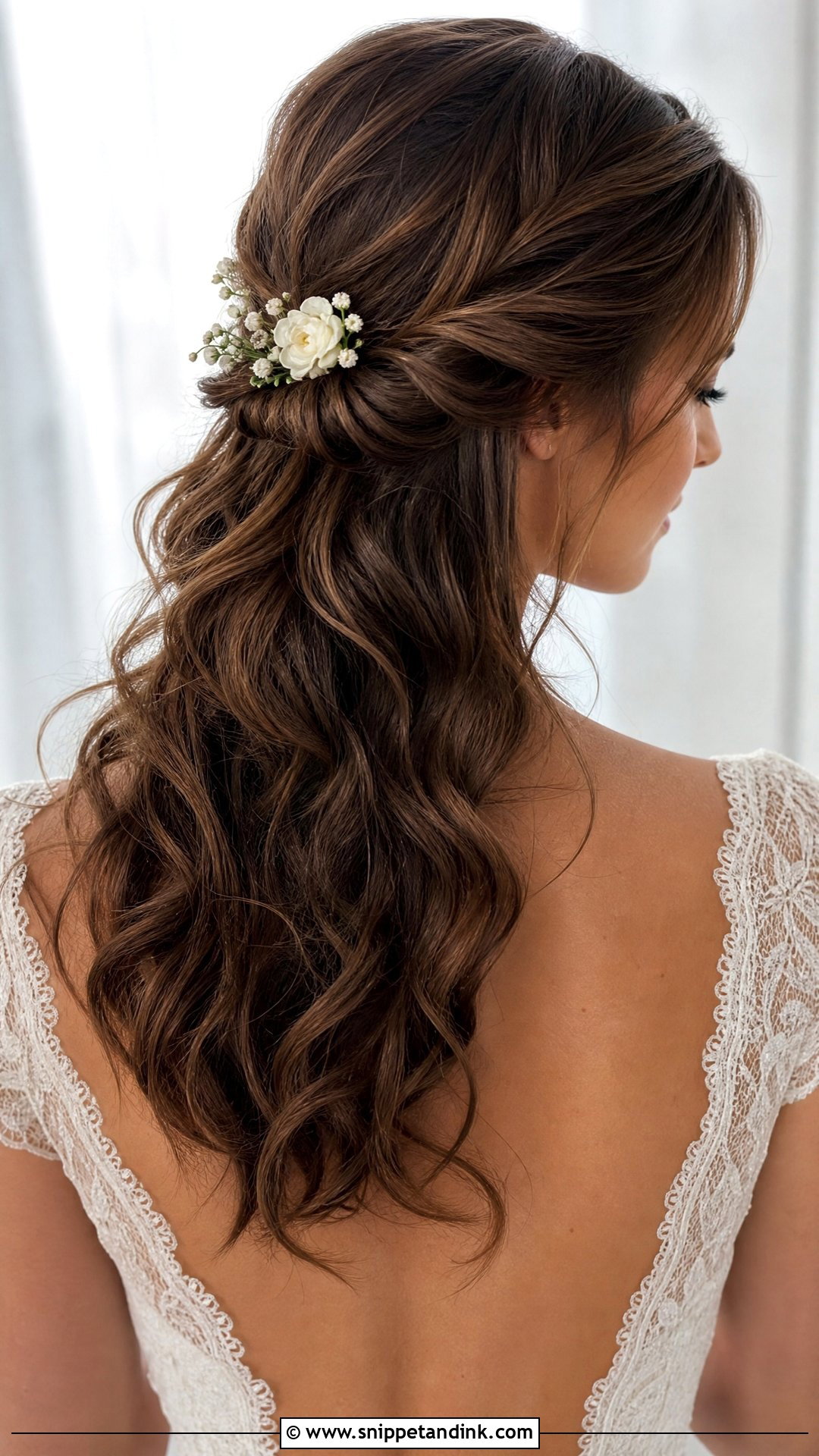 Soft Pinned Back Style - Snippet and Ink - 20 Medium Length Hair Styles for Wedding Guest