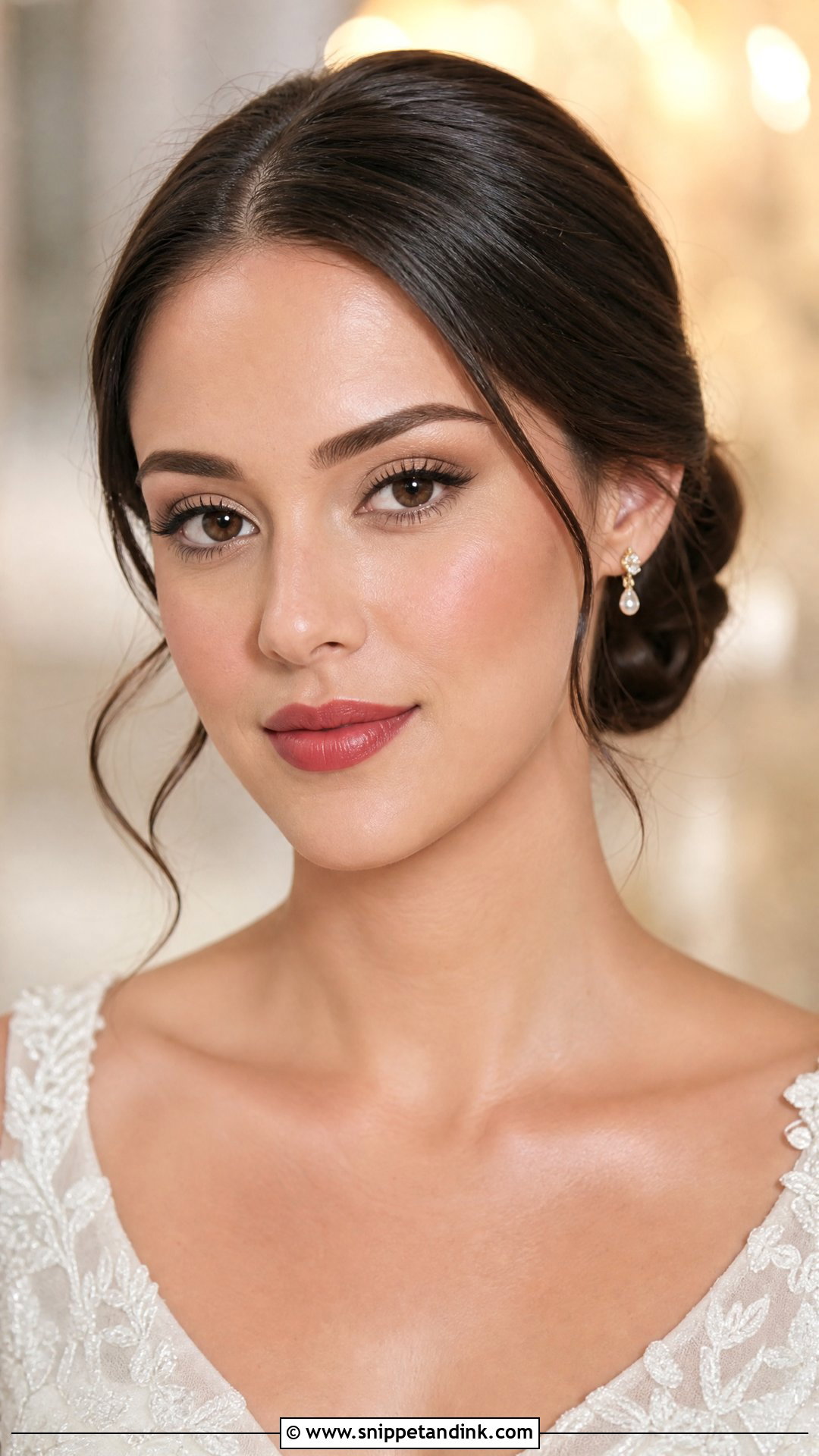Soft Red Lip Bridal Makeup - Snippet and Ink - 25 Soft Romantic Bridal Makeup Ideas