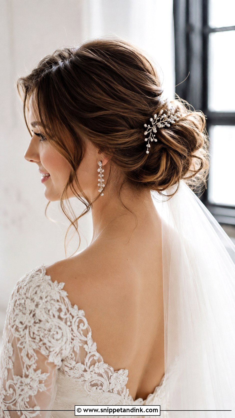 Soft Romantic Chignon with Tendrils - Snippet and Ink - 25 Hairstyle for Wedding Bride Ideas