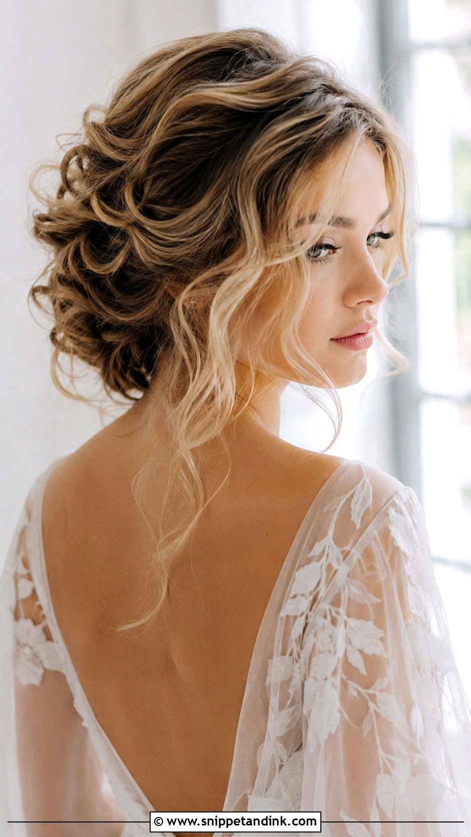 Soft Romantic Updo With Loose Curls - Snippet and Ink - 25 Bridal Updos for Medium Hair
