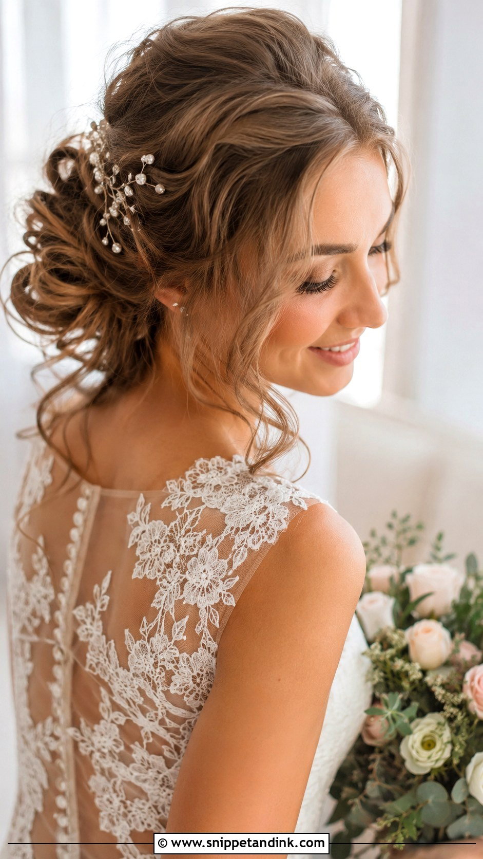 Soft Romantic Updo With Loose Curls - Snippet and Ink - 20 Bridal Hair Front View Ideas