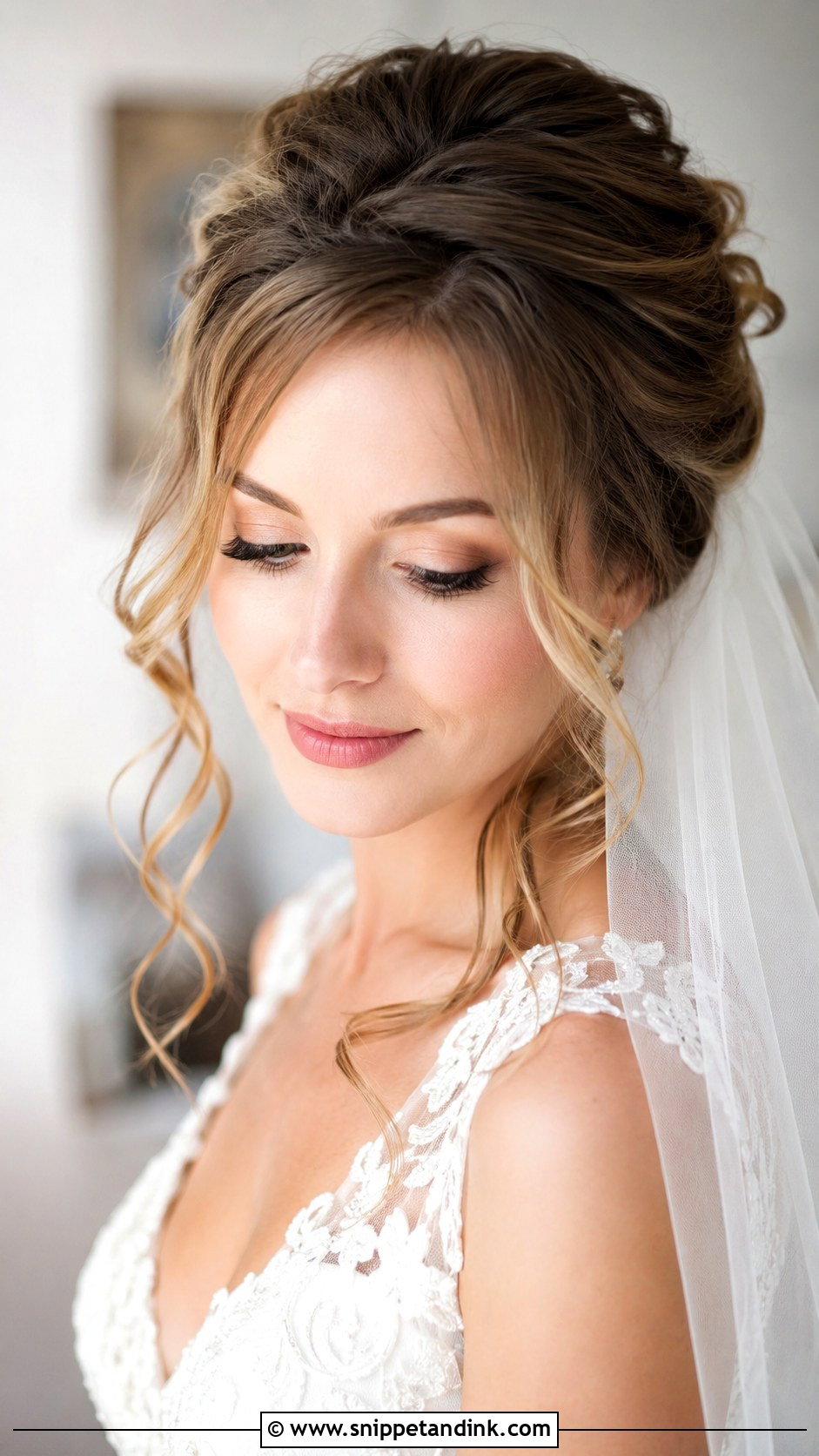 Soft Romantic Updo With Loose Strands - Snippet and Ink - 20 Bride with Open Hair Ideas