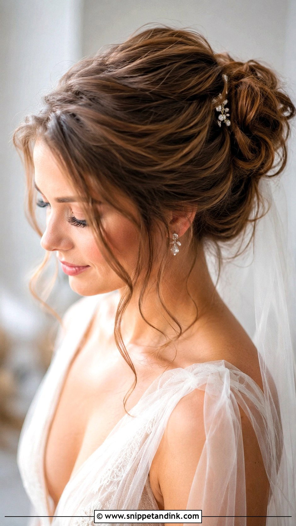 Soft Romantic Updo With Loose Tendrils - Snippet and Ink - 25 Long Hair Wedding Hairstyles