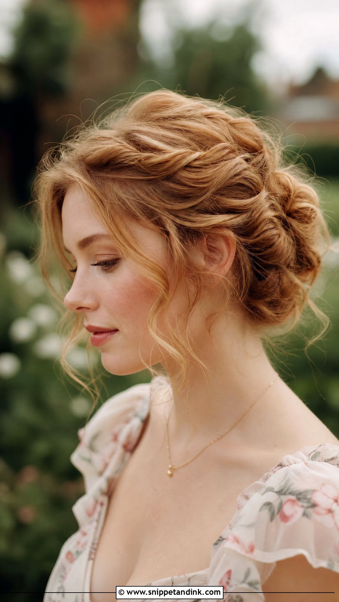 Soft Romantic Updo With Tendrils - Snippet and Ink - 20 Easy Short Hair Wedding Guest Updo Ideas