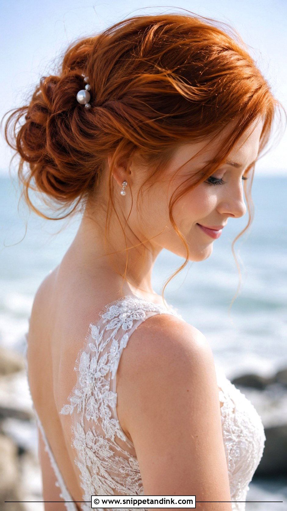 Soft Romantic Updo for Beach Weddings - Snippet and Ink - 25 Beach Bridal Hair Ideas