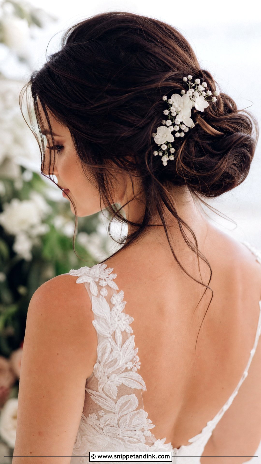 Soft Romantic Updo for Dark Hair - Snippet and Ink - 20 Dark Hair Wedding Hairstyles Brides