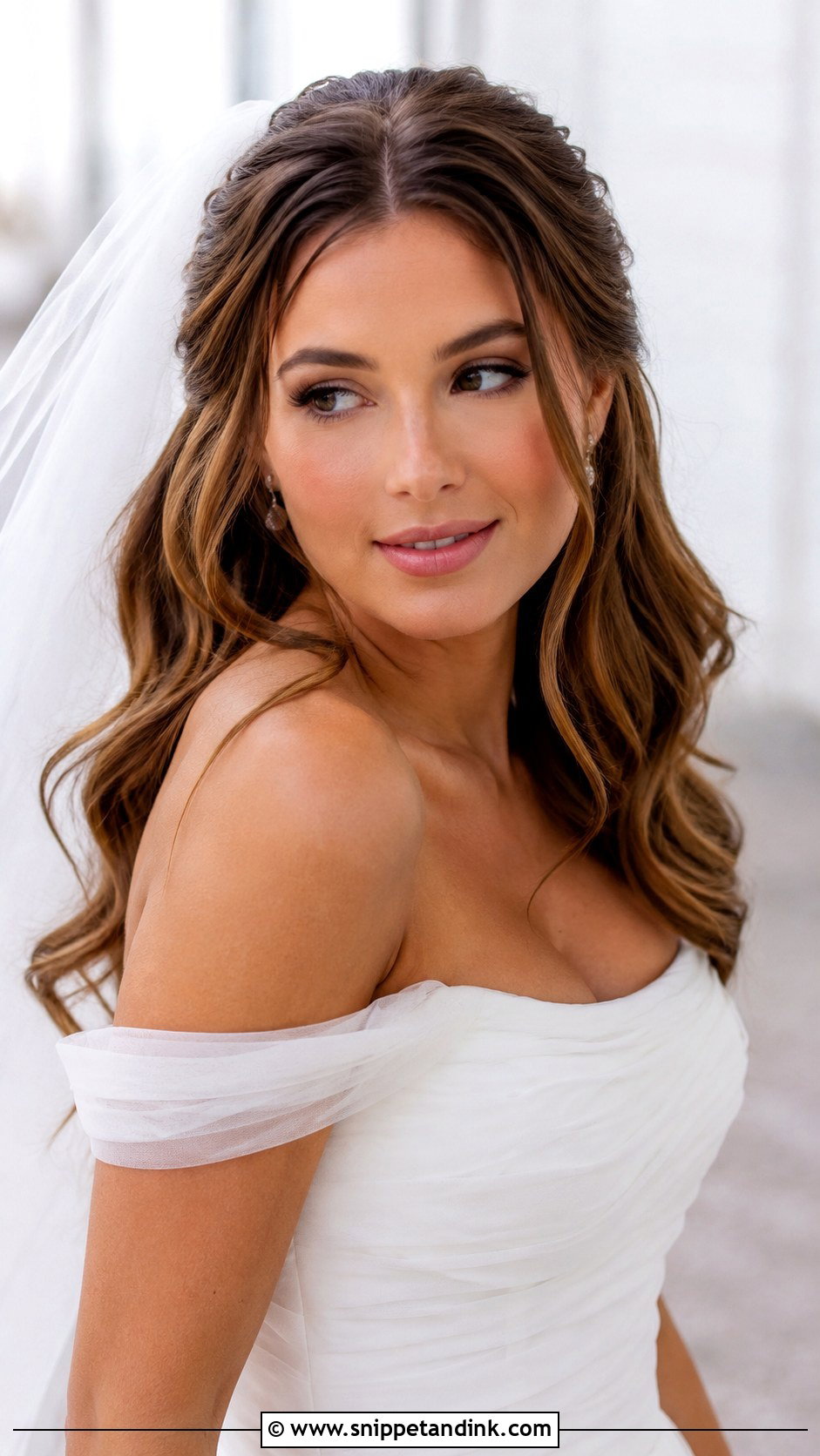 Soft Romantic Waves With Veil - Snippet and Ink - 25 Curled Wedding Hair Ideas