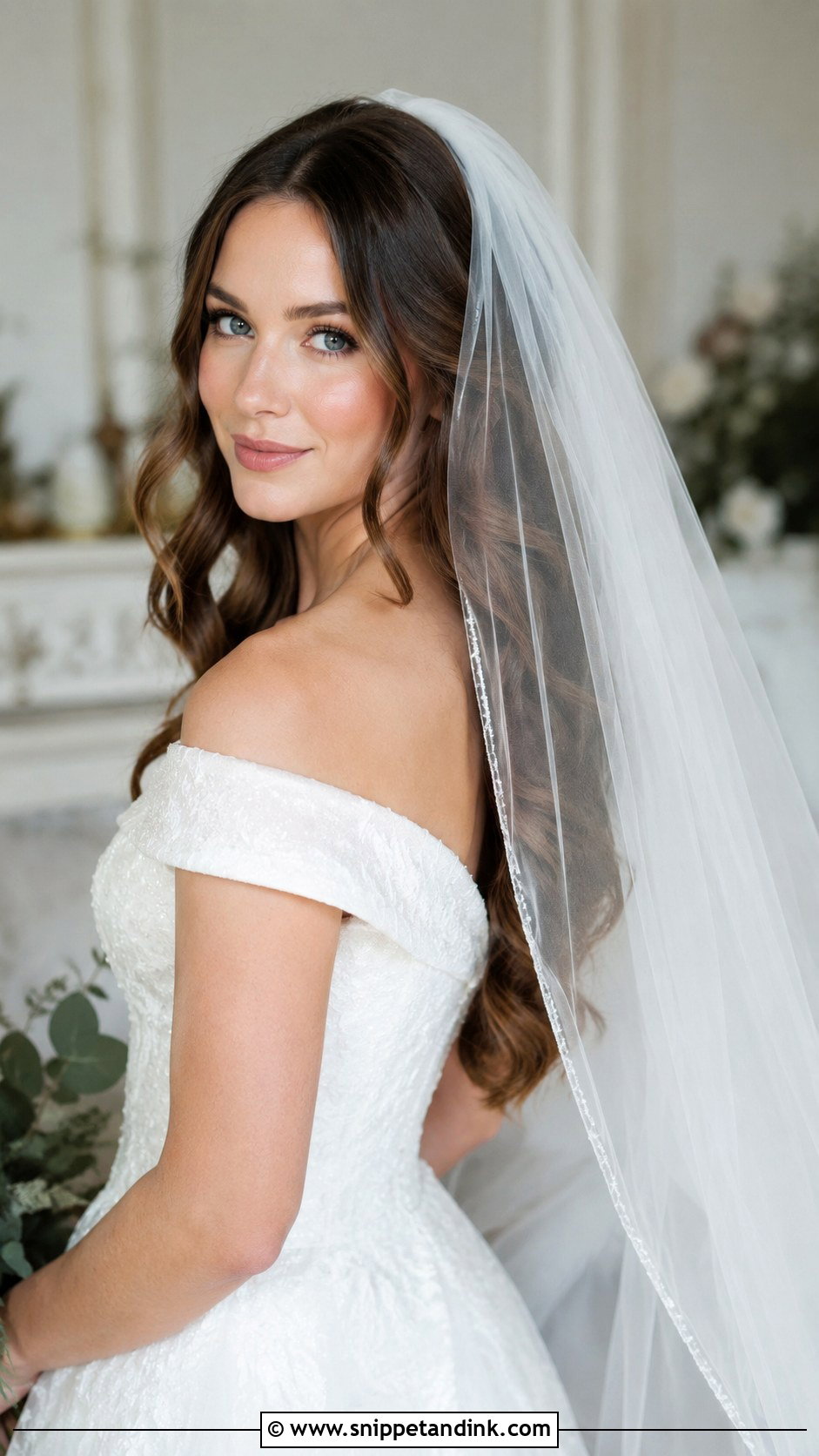 Soft Romantic Waves With Veil - Snippet and Ink - 20 Bridal Hair Waves