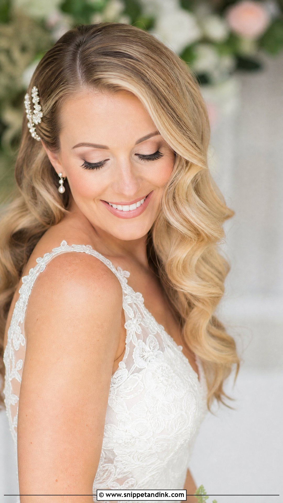 Soft Romantic Waves for Brides - Snippet and Ink - 30 Bride Wedding Hair Styles