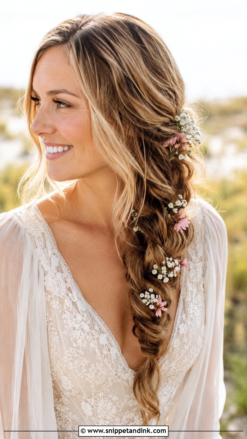 Soft Side Braid for Elopement - Snippet and Ink - 20 Elopement Hair Ideas