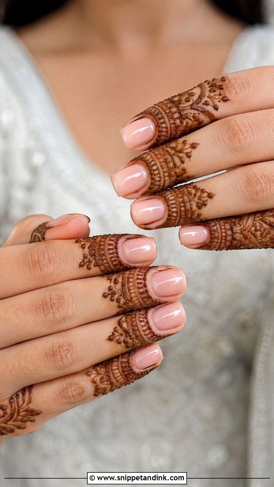 Soft Square Bridal Nails With Mehendi - Snippet and Ink - 20 Bridal Nails with Mehendi