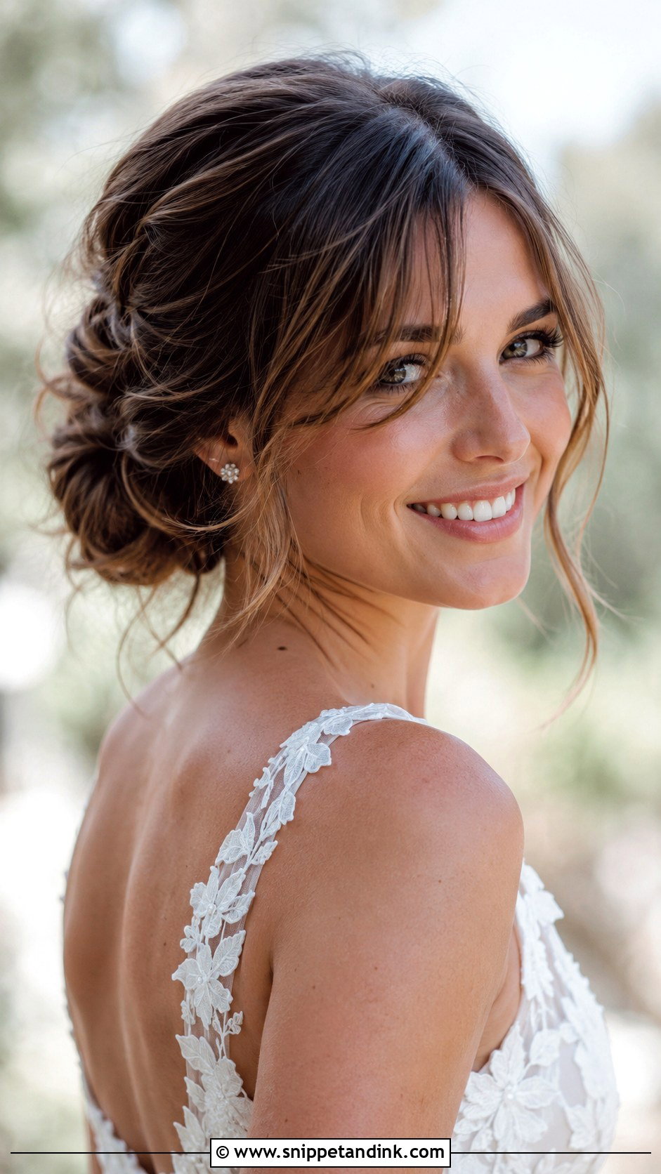 Soft Swept Updo With Curtain Bangs - Snippet and Ink - 25 Bridal Updos for Medium Hair