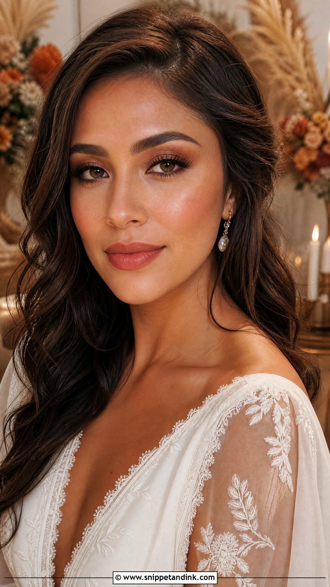 Soft Terracotta Bridal Makeup - Snippet and Ink - 20 Bride Lipstick Ideas