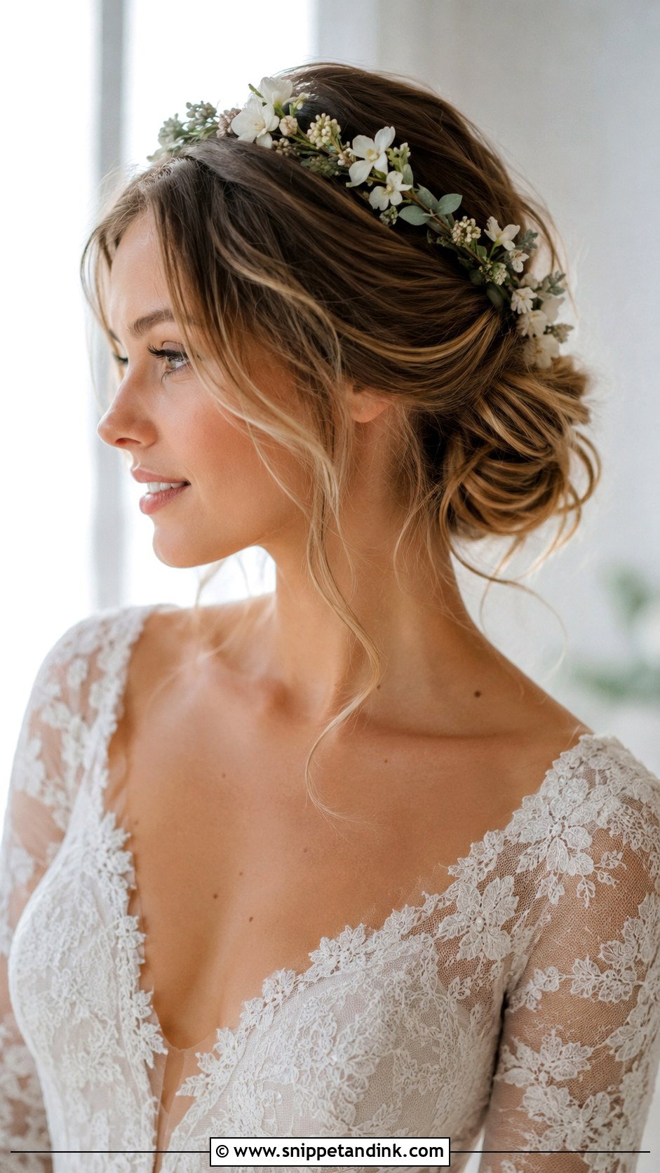 Soft Textured Low Bun - Snippet and Ink - 35 Low Bun Wedding Hair Ideas