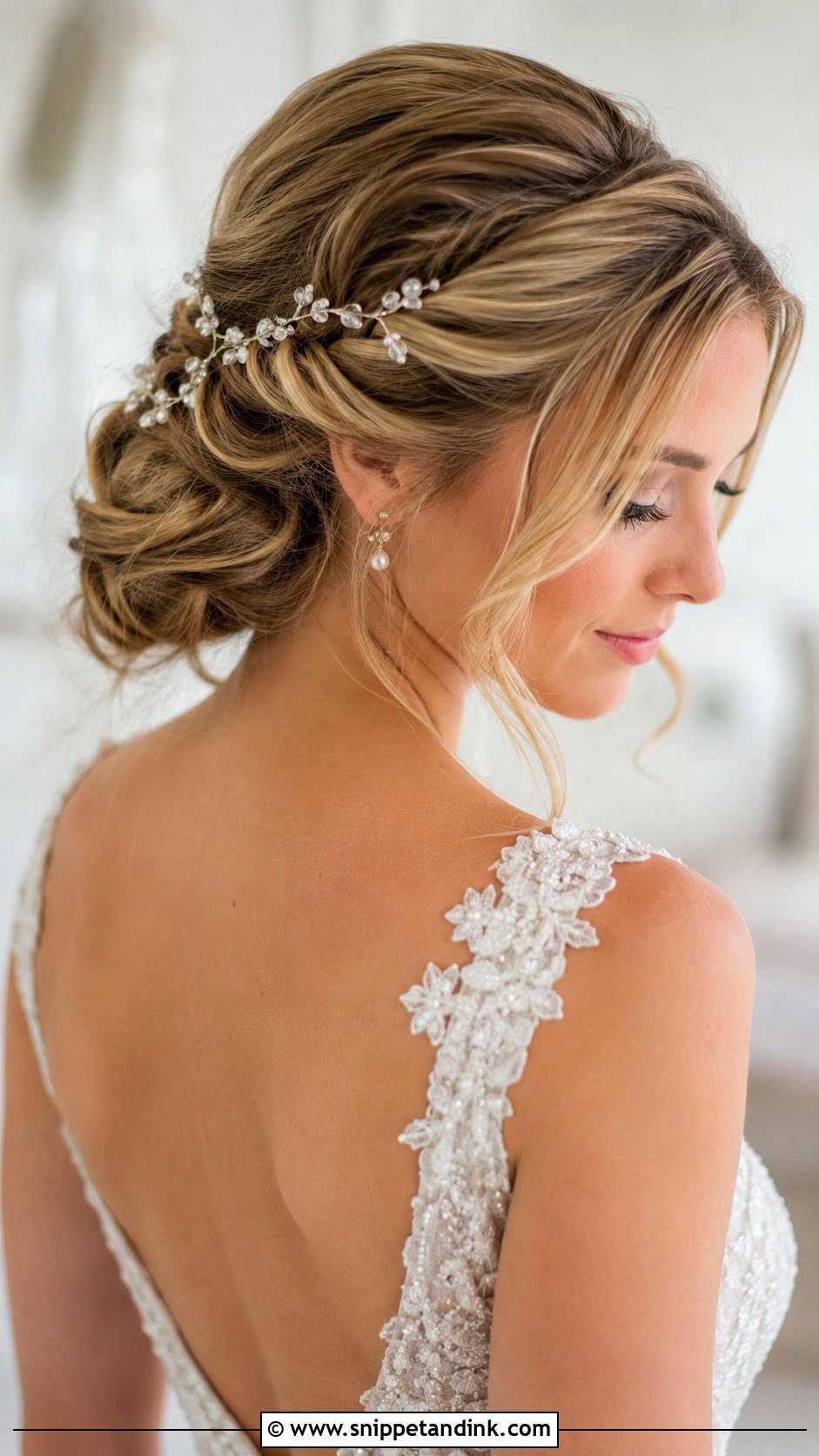 Soft Twisted Updo for Brides - Snippet and Ink - 25 Medium Length Bridal Hairstyles