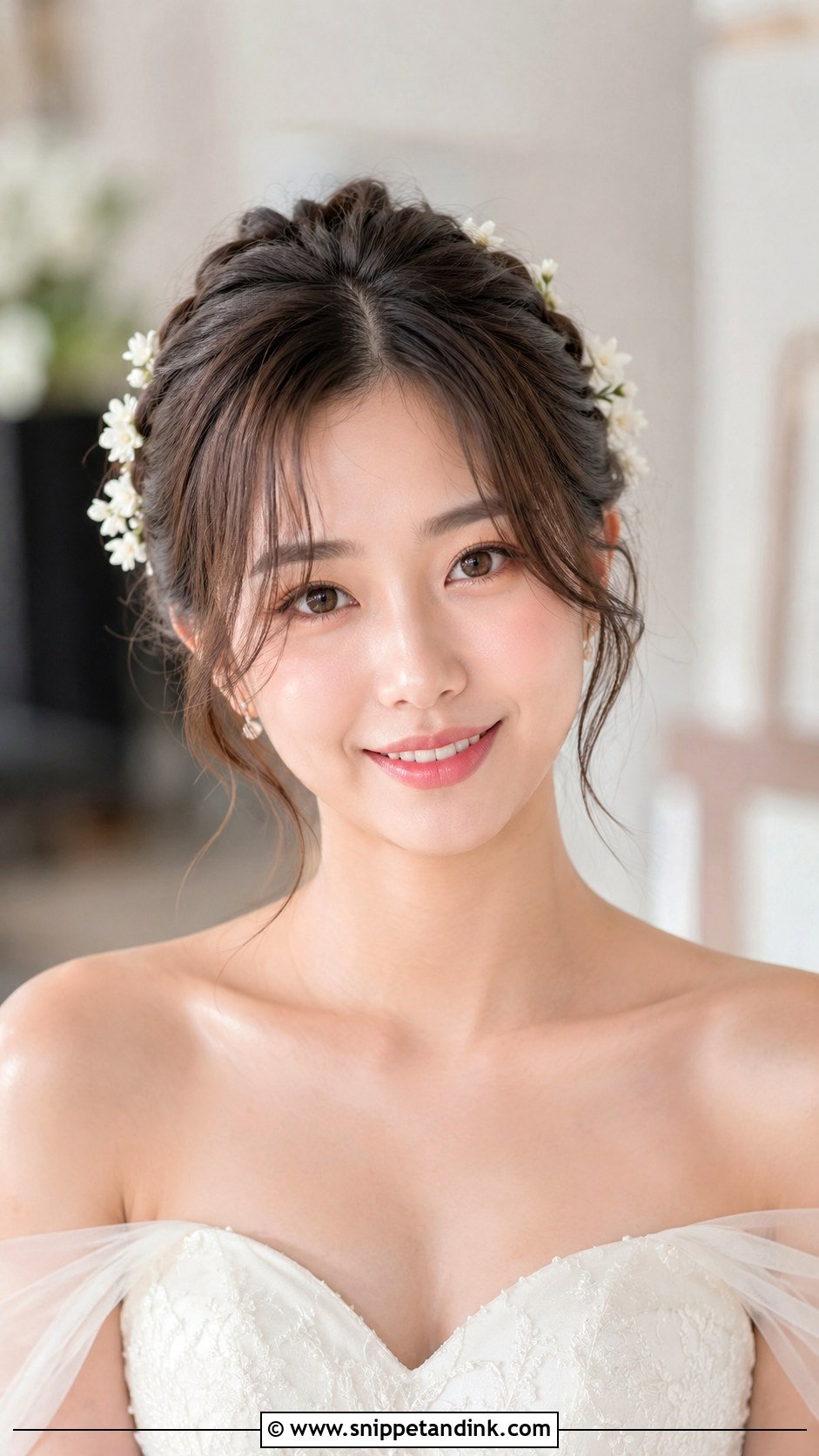 Soft Updo With Curtain Bangs - Snippet and Ink - 25 Asian Wedding Hairstyles