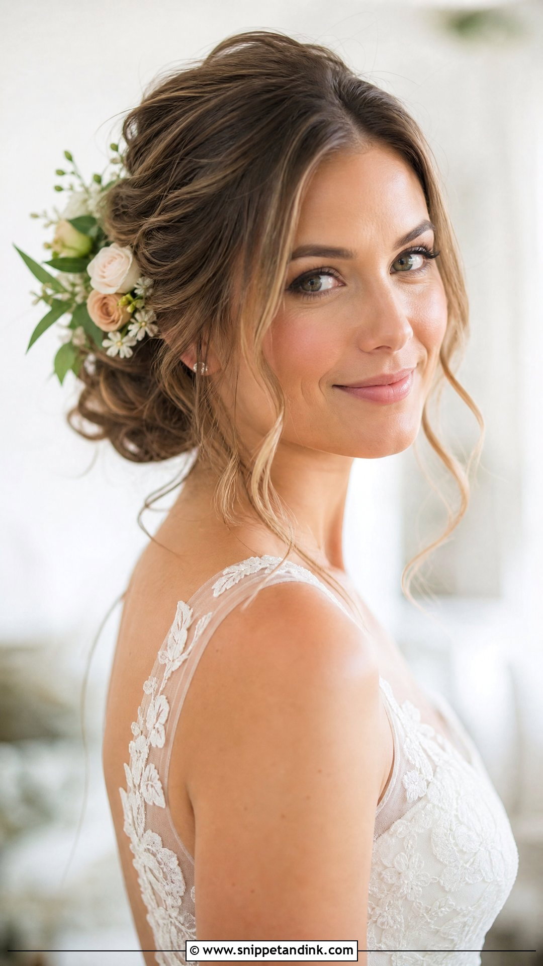 Soft Updo With Floral Accents - Snippet and Ink - 20 Soft Wedding Updo Ideas