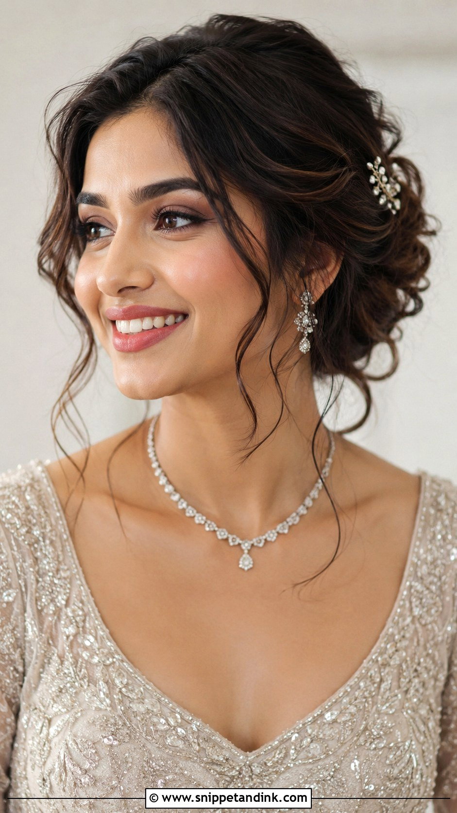 Soft Updo With Loose Tendrils - Snippet and Ink - 25 Hair Styles for Indian Wedding