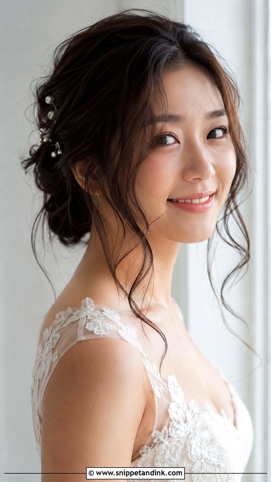 Soft Updo With Loose Tendrils - Snippet and Ink - 25 Asian Bridal Hair Ideas