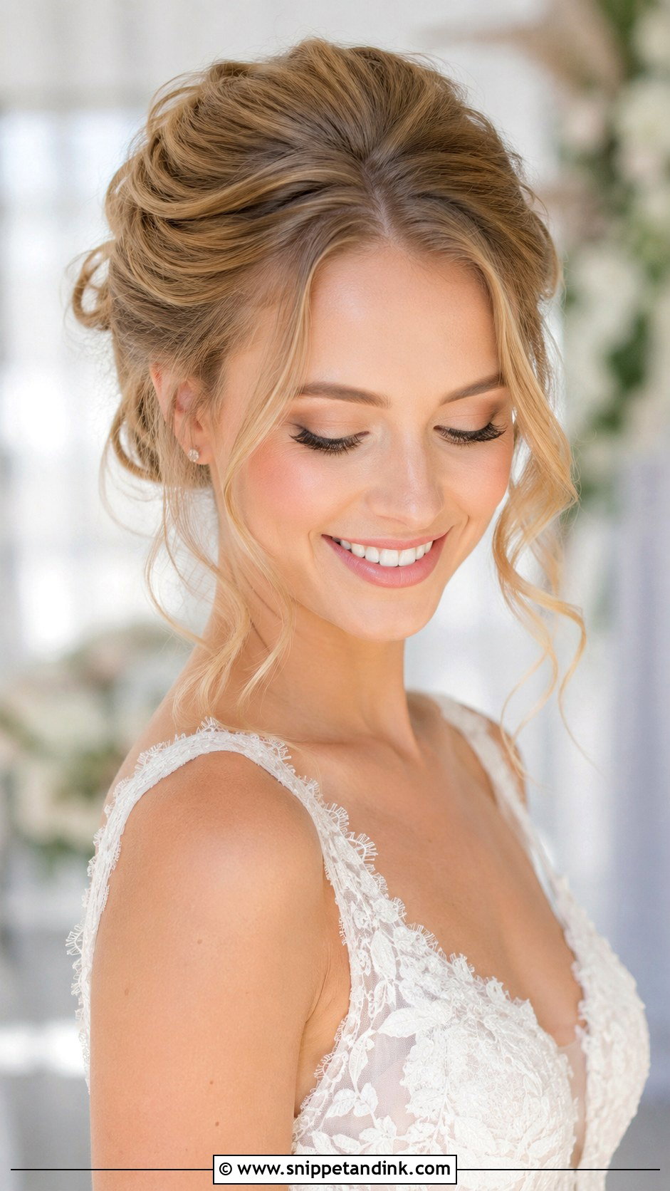 Soft Updo With Tendrils - Snippet and Ink - 30 Wedding Hairstyles for Medium Hair