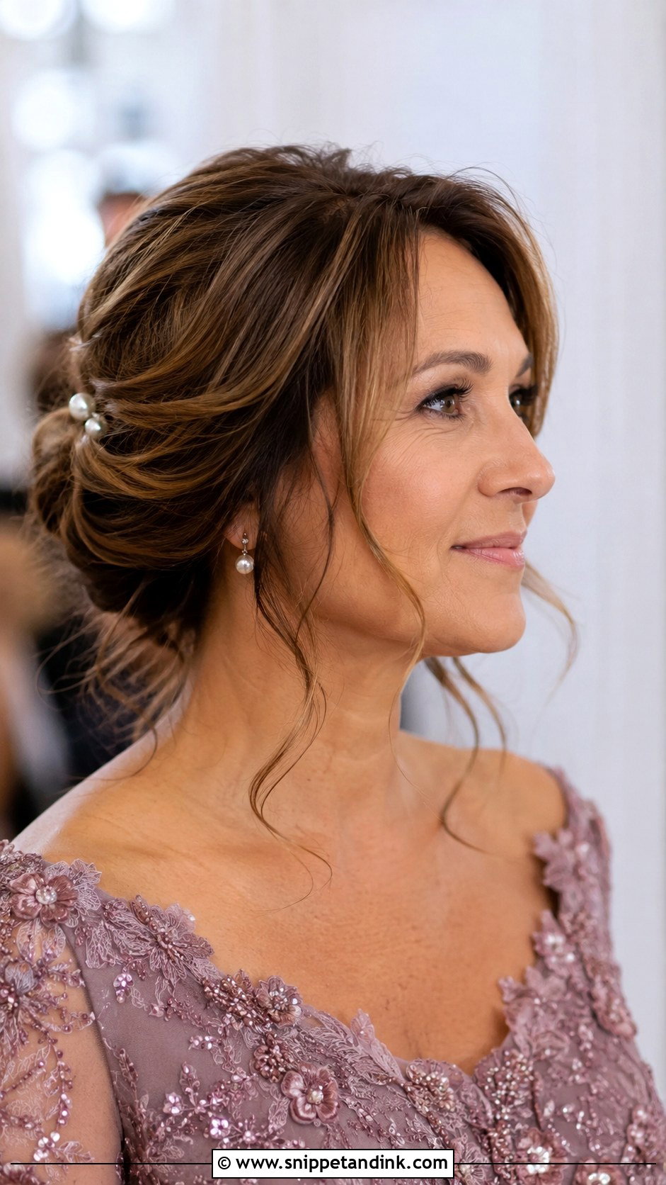 Soft Updo With Tendrils for Mother of the Bride - Snippet and Ink - 30 Mother of Bride Hairstyles