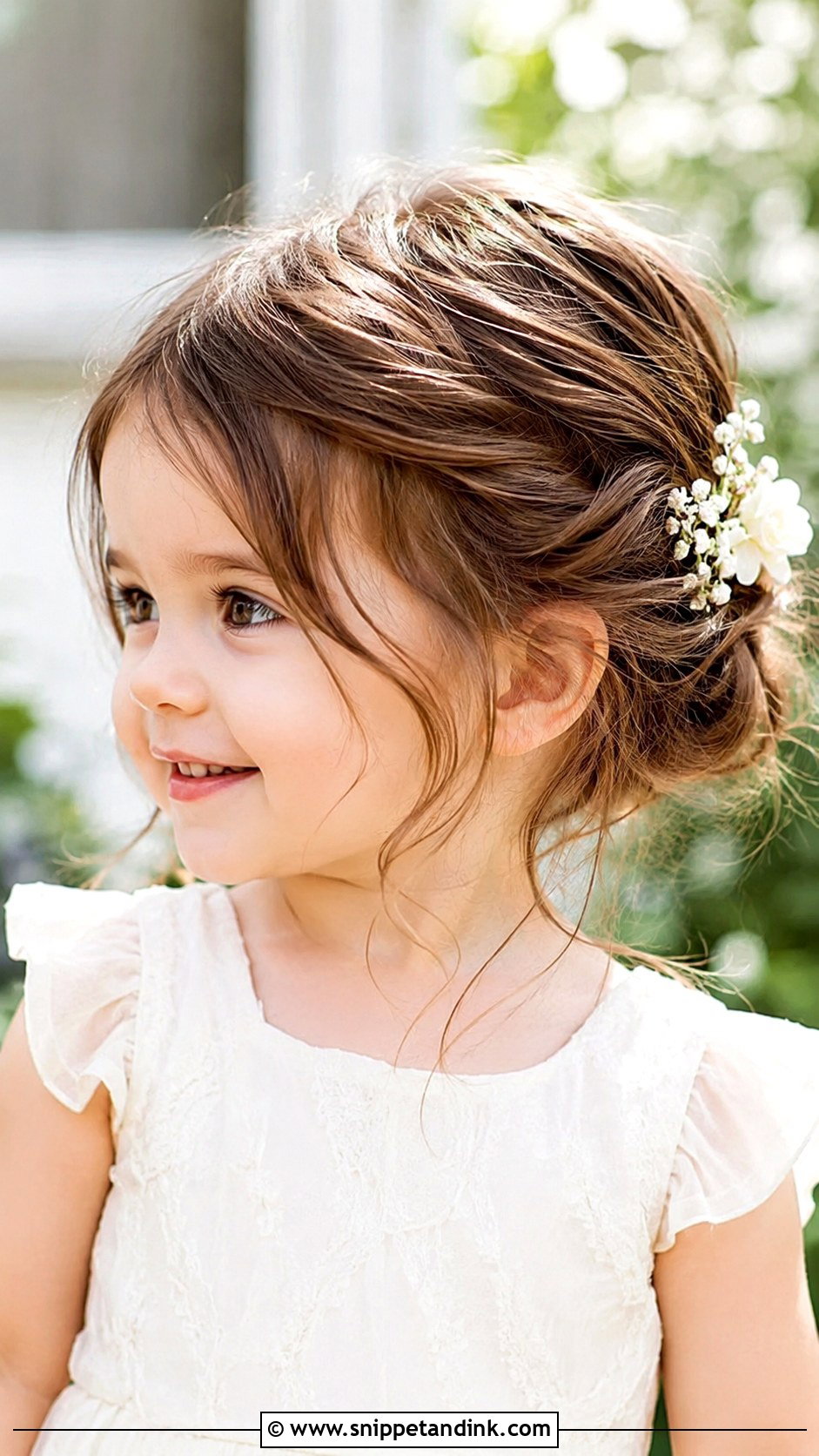 Soft Updo With Tendrils - Snippet and Ink - 20 Flowergirl Hairstyle for Toddler Ideas