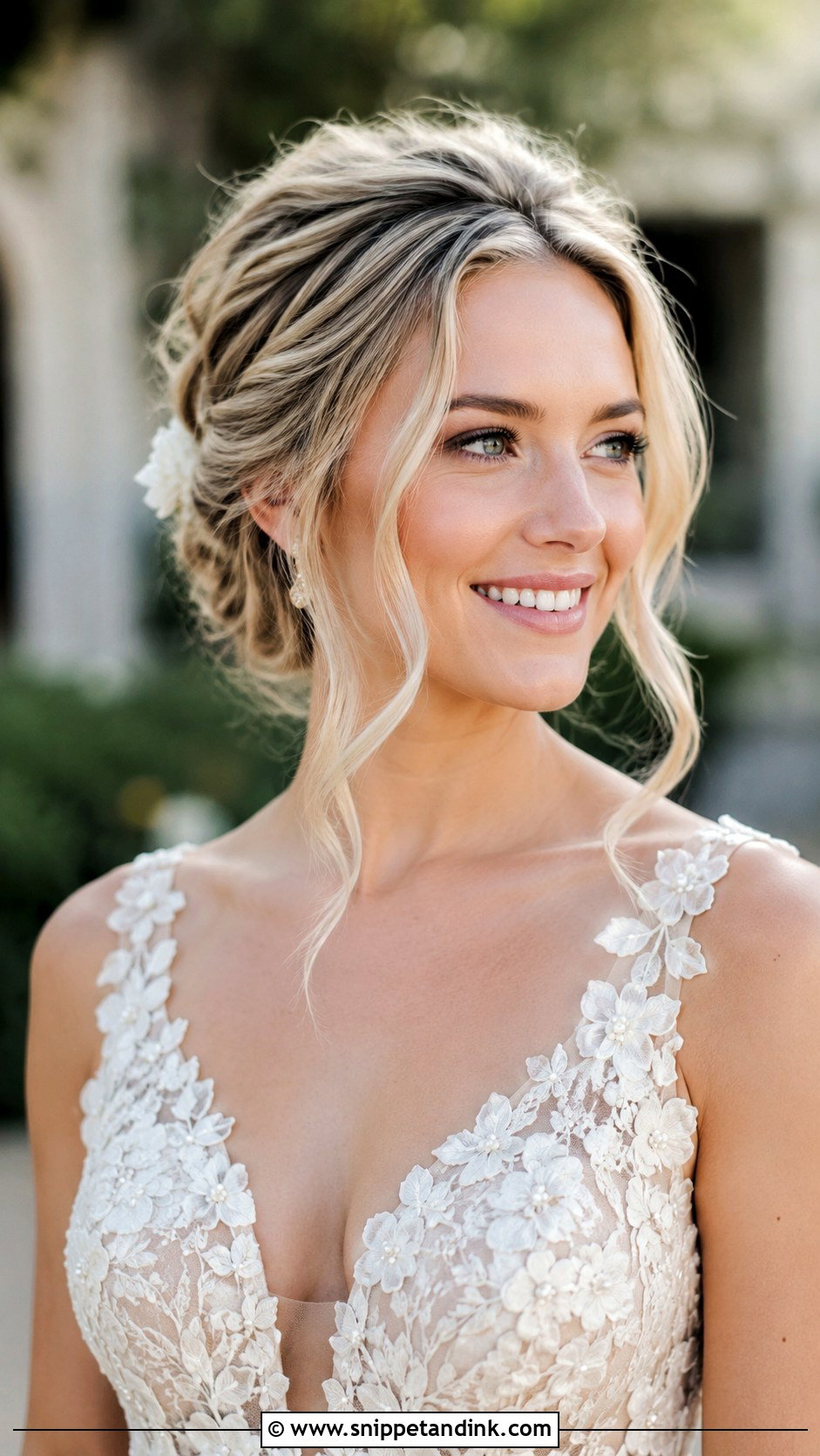 Soft Updo with Face Framing Pieces - Snippet and Ink - 25 Elegant Bridal Hair Ideas