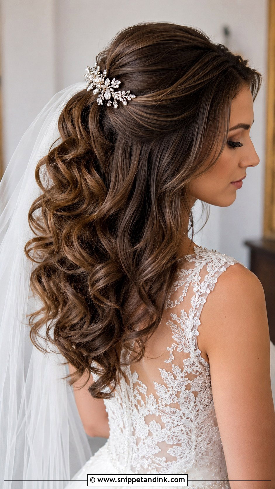 Soft Vintage Curls Half Updo - Snippet and Ink - 25 Vintage Wedding Hair Ideas