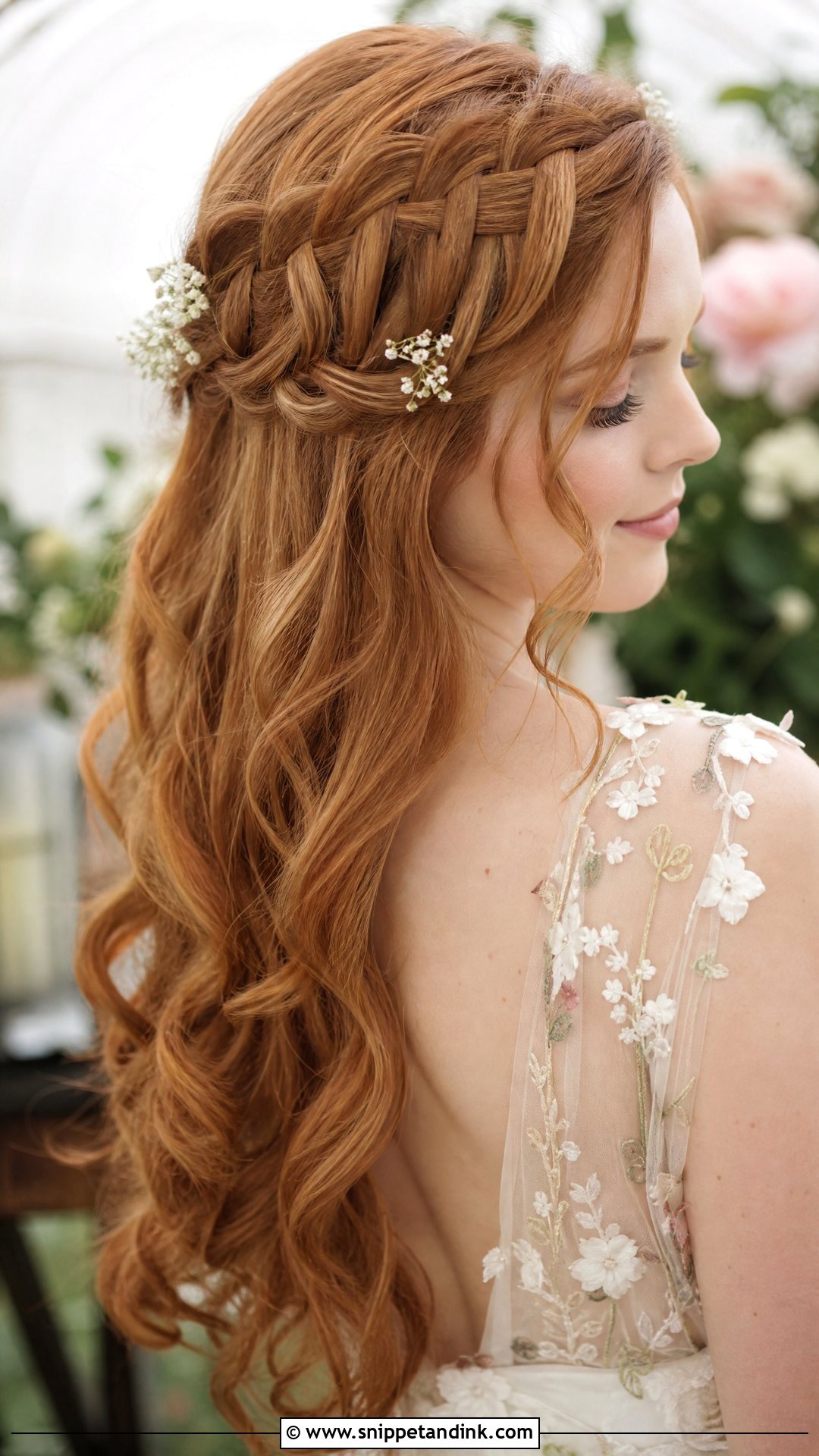 Soft Waterfall Braid With Waves - Snippet and Ink - 20 Wedding Hairstyles for Layered Hair
