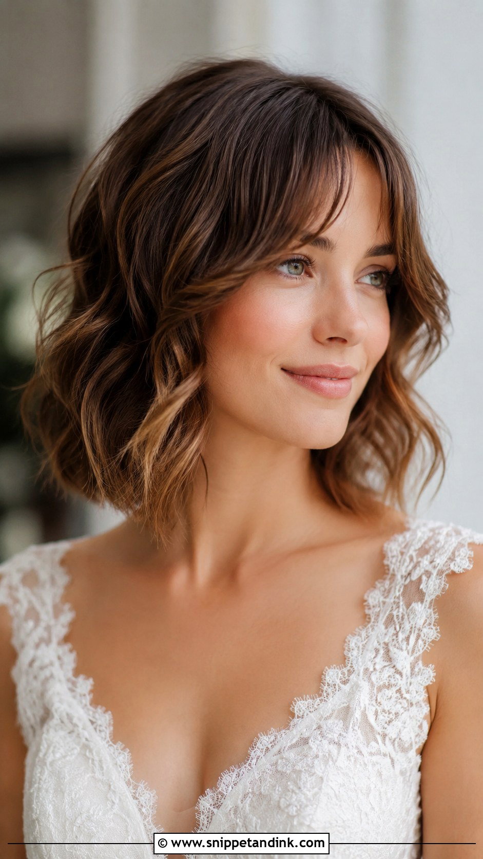 Soft Waves Bob With Curtain Bangs - Snippet and Ink - 25 Wedding Hair Styles Short Hair