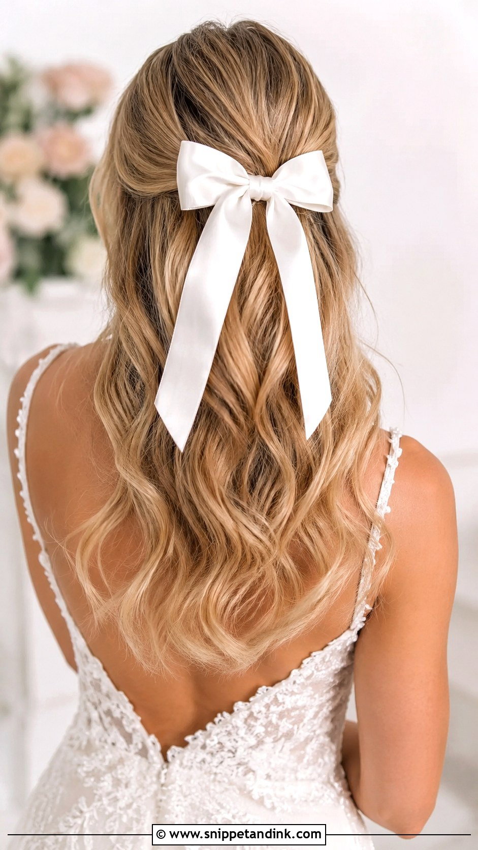 Soft Waves Half Up With A Bow - Snippet and Ink - 25 Soft Waves Wedding Hair