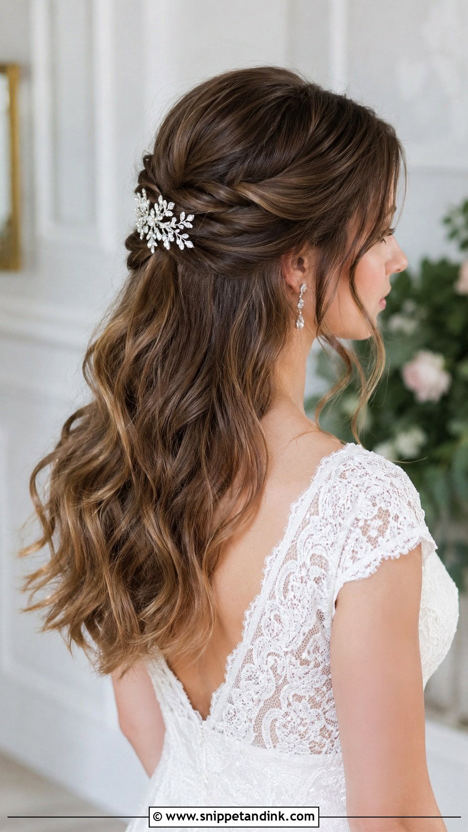Soft Waves Half Up With A Twist - Snippet and Ink - 25 Soft Waves Wedding Hair