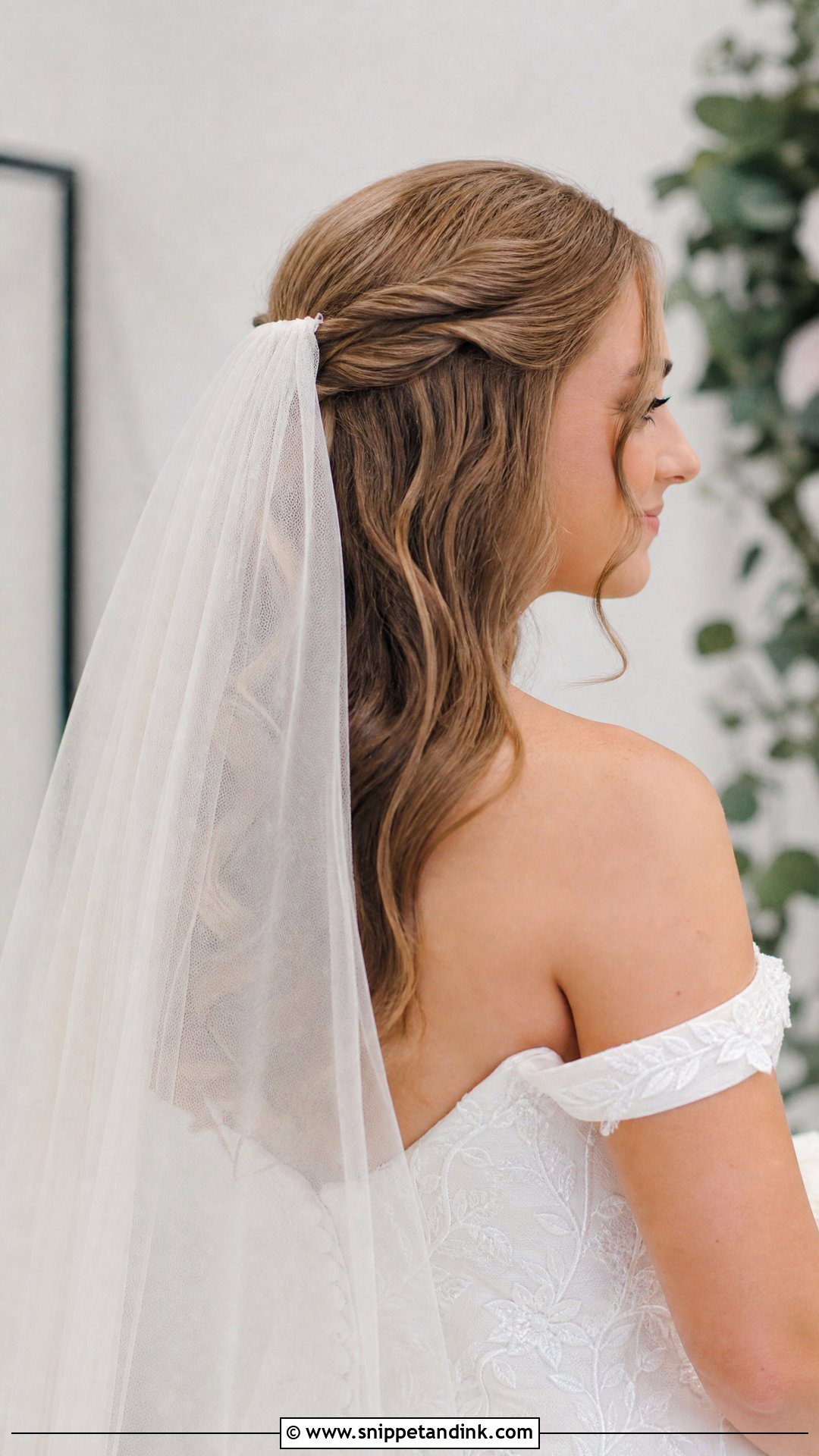 Soft Waves Half Up With Veil - Snippet and Ink - 20 Soft Waves Bridal Hair